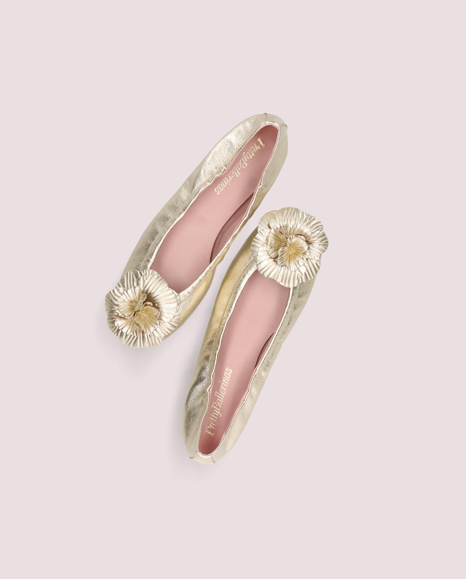 Rosario Gold Ballerinas Metallic Leather