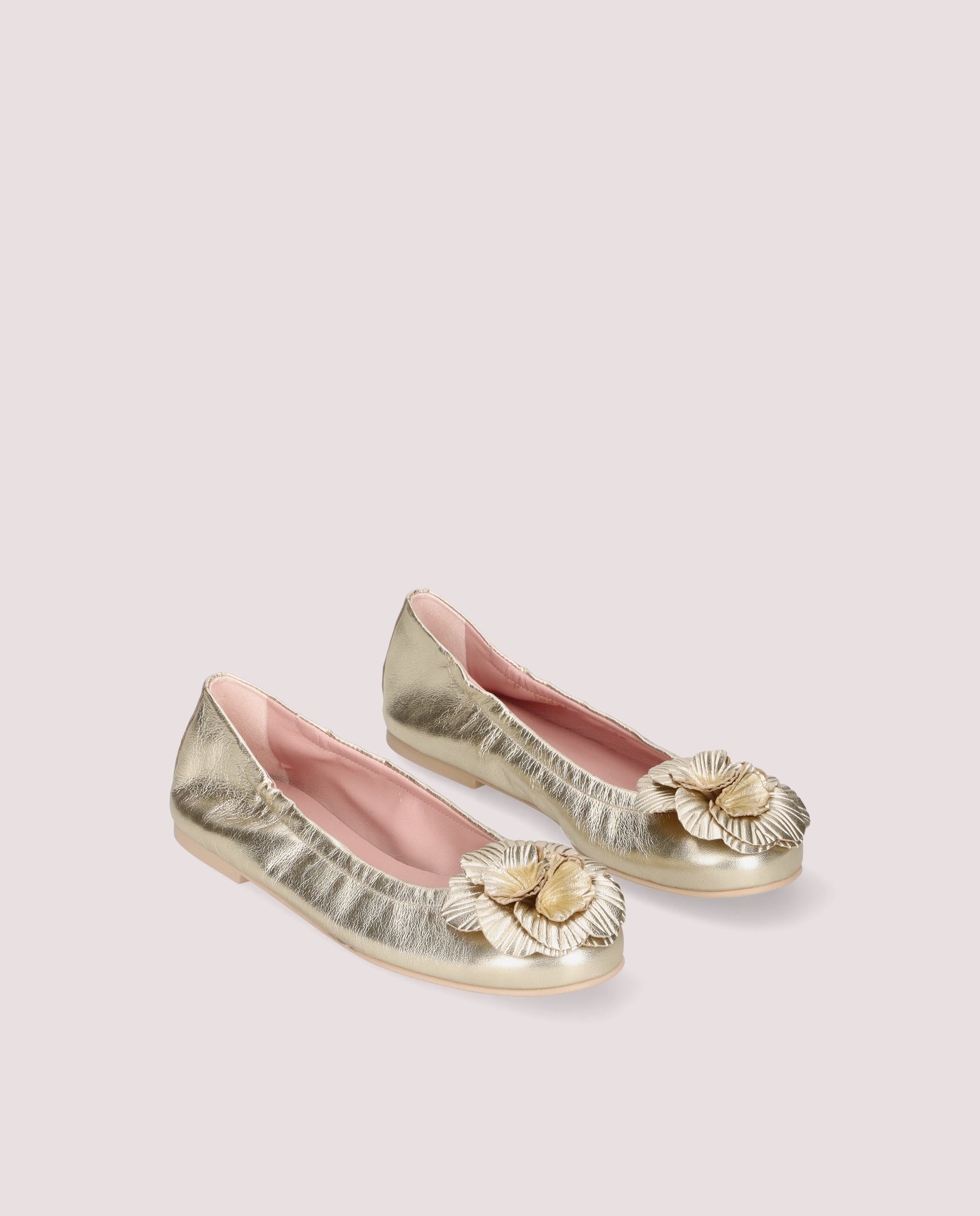 Rosario Gold Ballerinas Metallic Leather