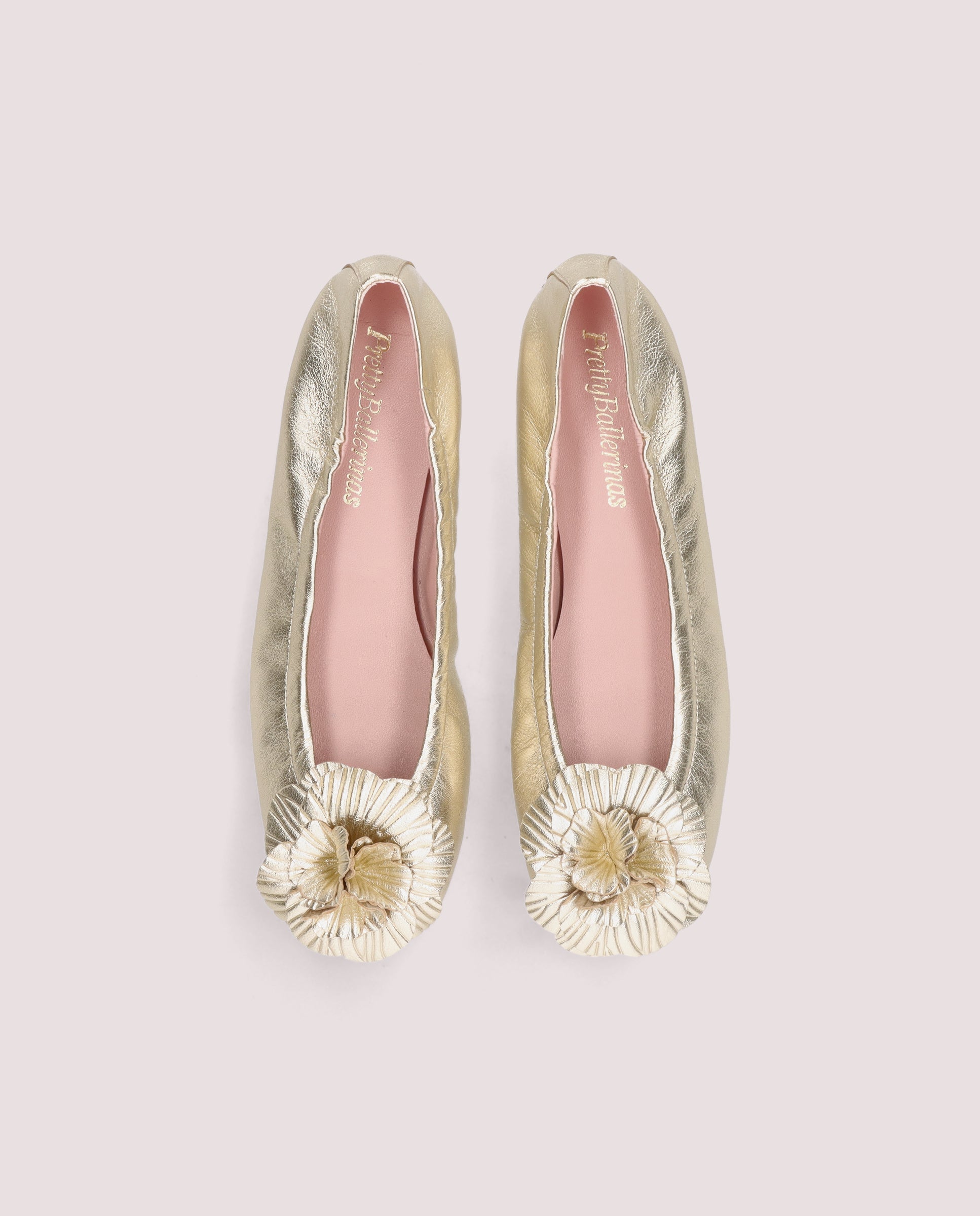 Rosario Gold Ballerinas Metallic Leather