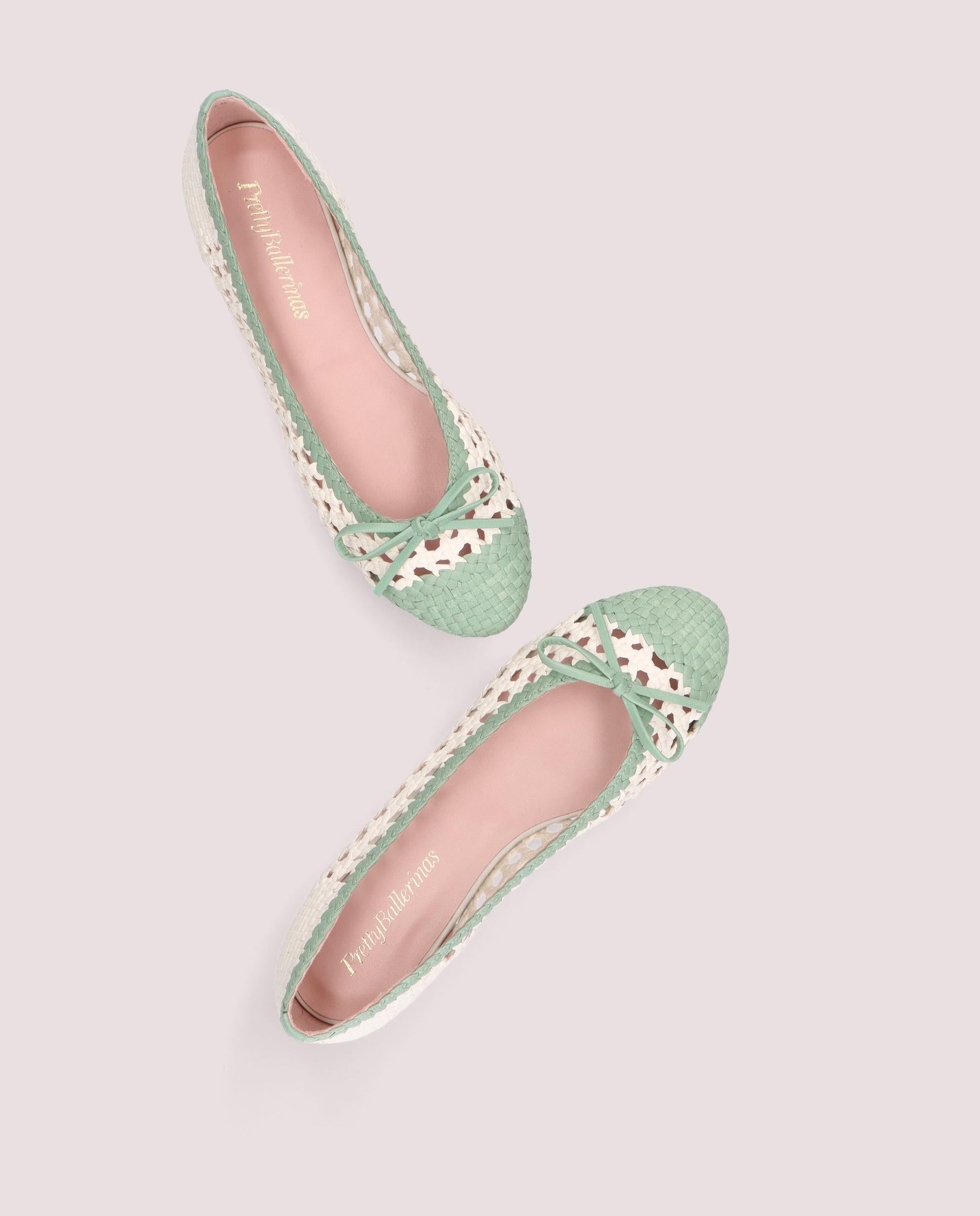 Nicole Green Leather Ballerinas
