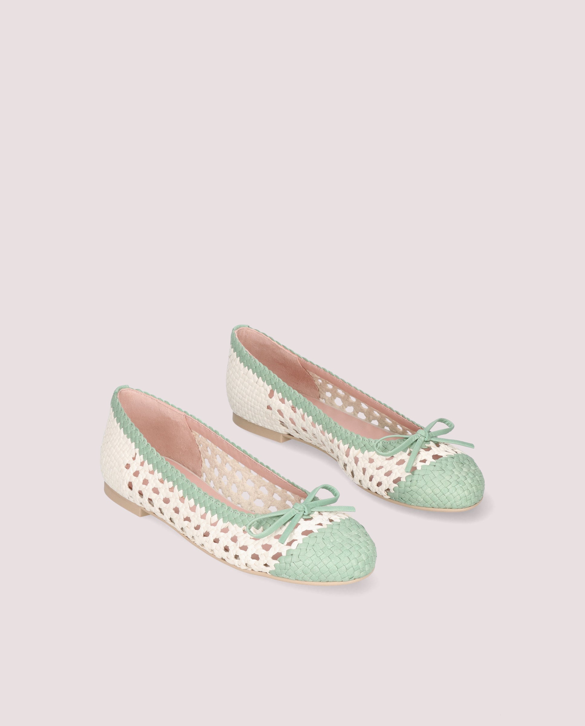 Nicole Green Leather Ballerinas