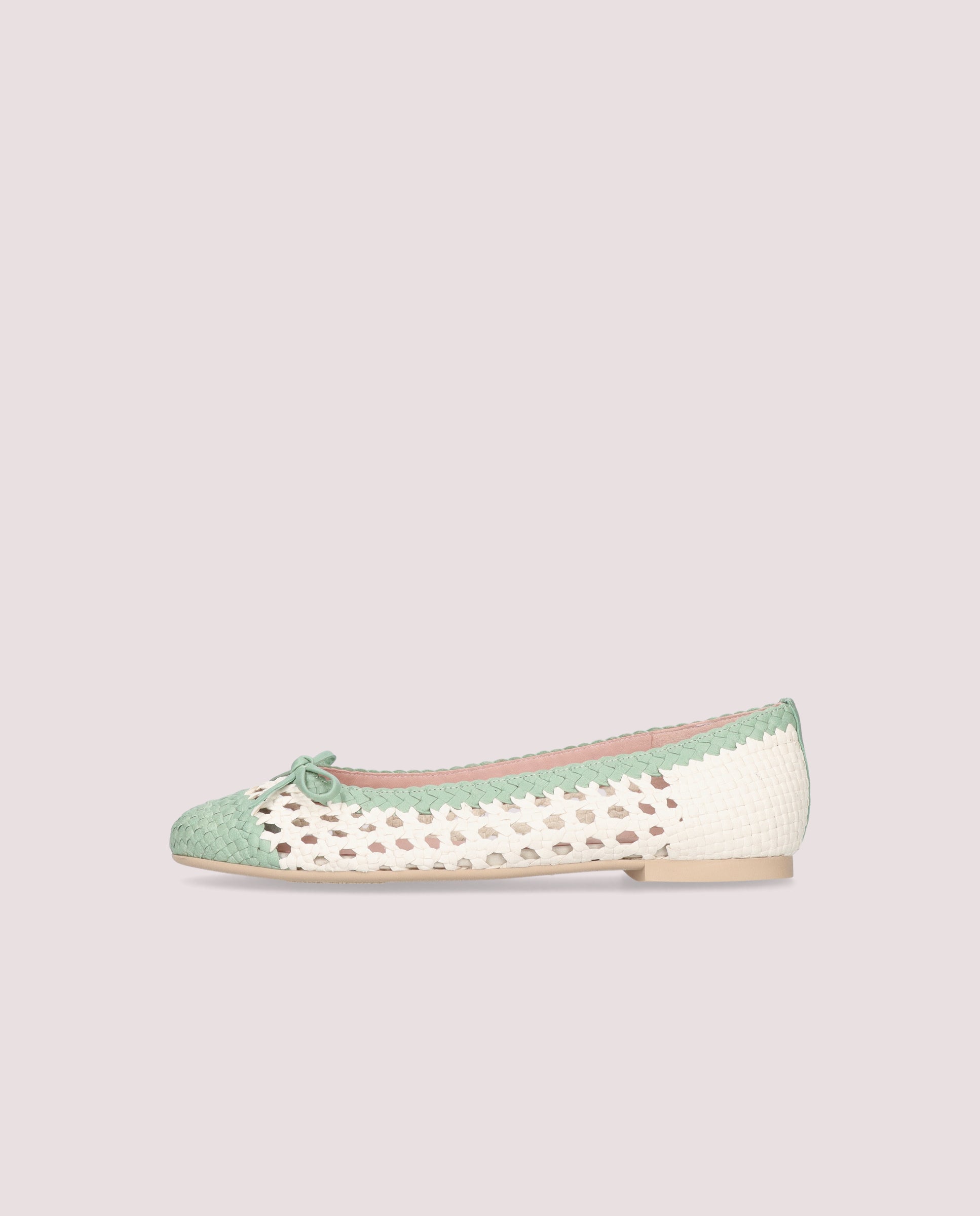 Nicole Green Leather Ballerinas