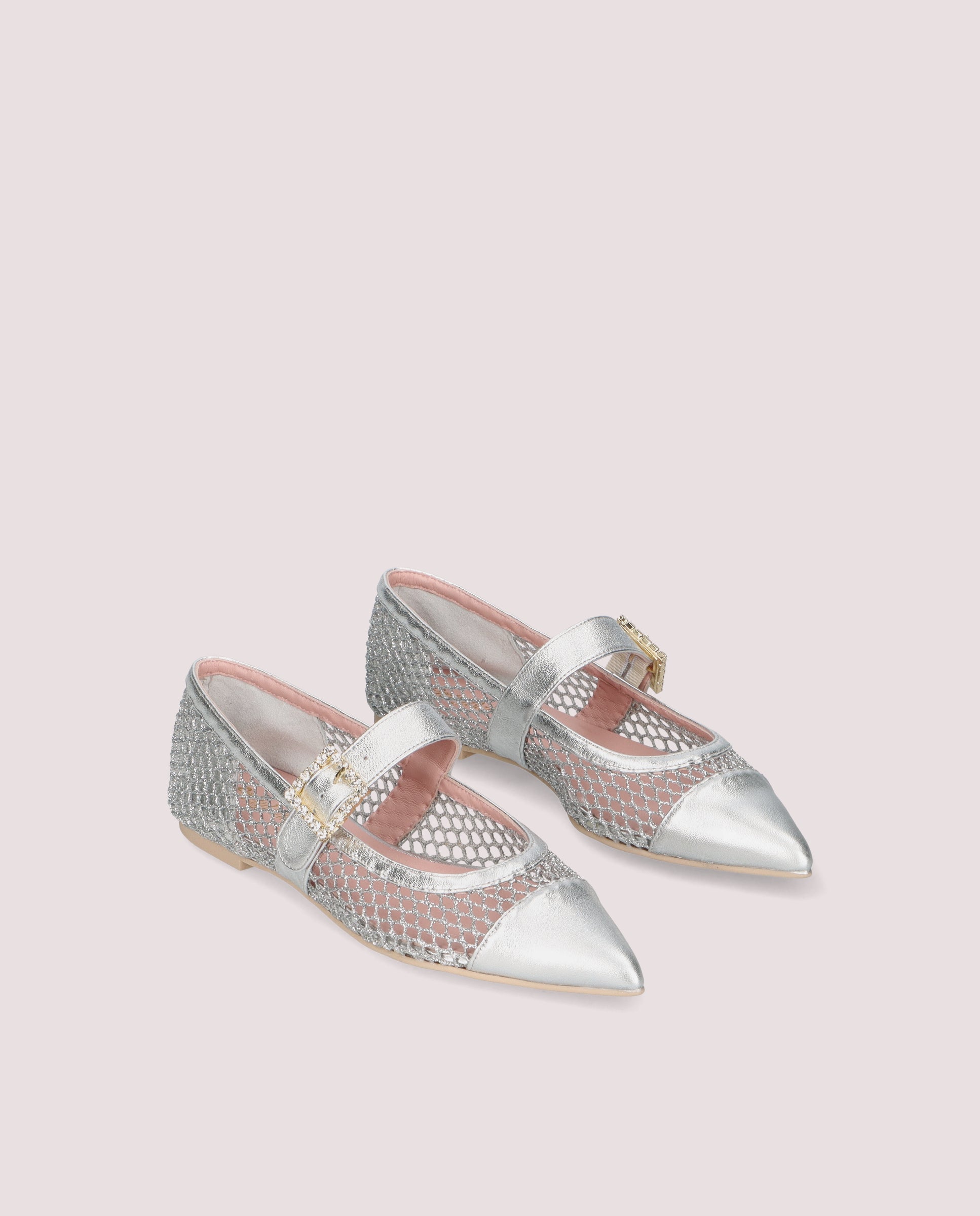 Ella Silver Red Ballerinas
