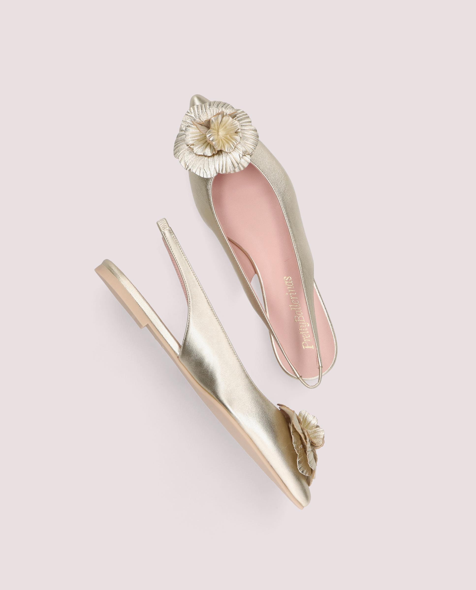 Ella Gold Metallic Leather Ballerinas