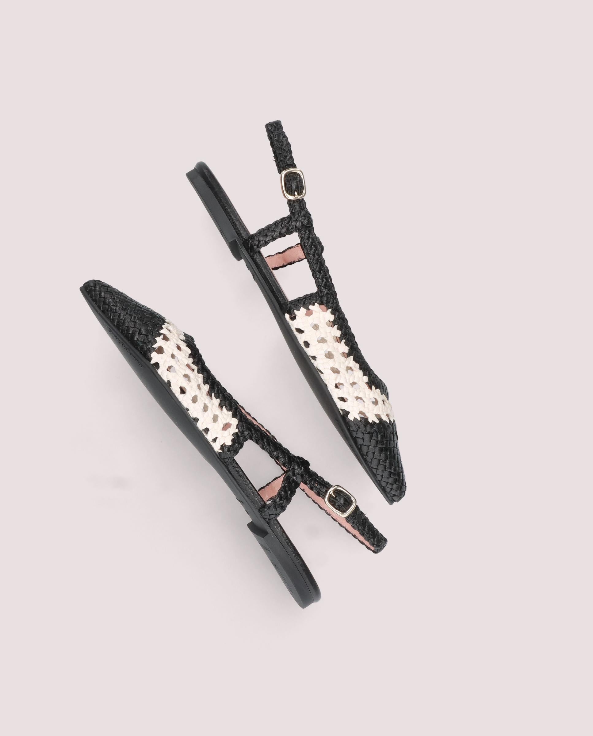 Black Leather Ella Ballet Flats