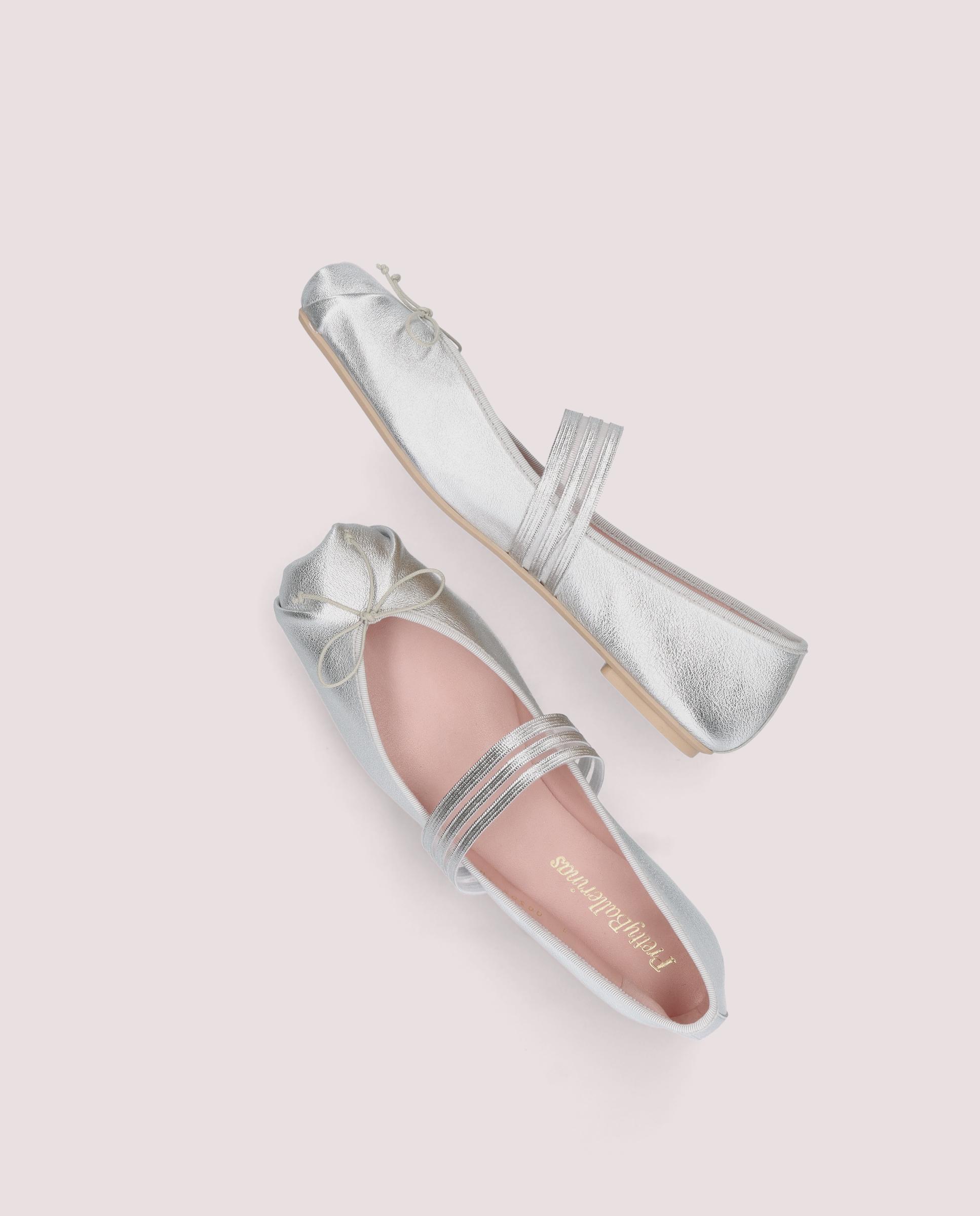 Kristen Silver Ballerinas Metallic Leather
