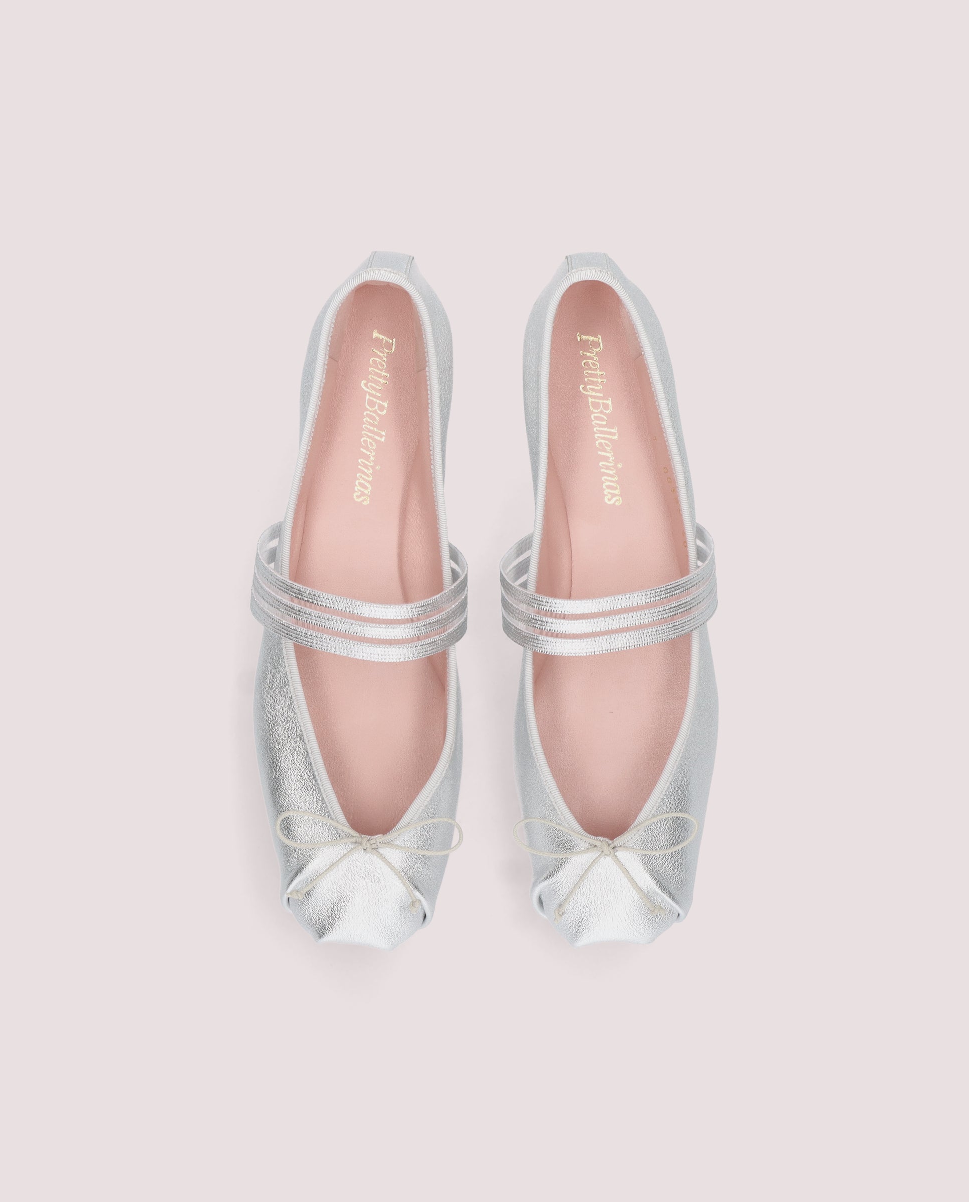 Kristen Silver Ballerinas Metallic Leather