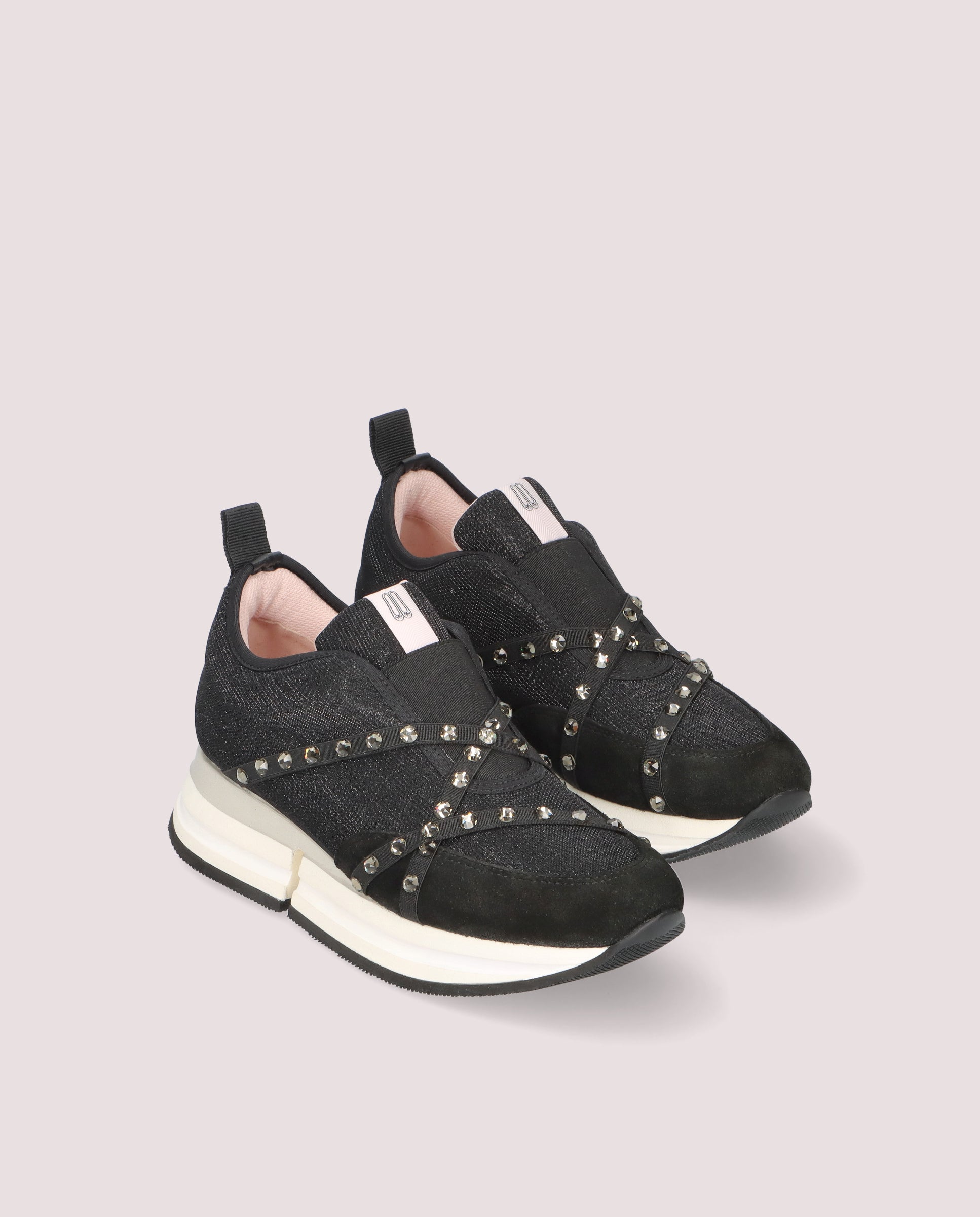 Christy Black Metallic Fabric Sneakers