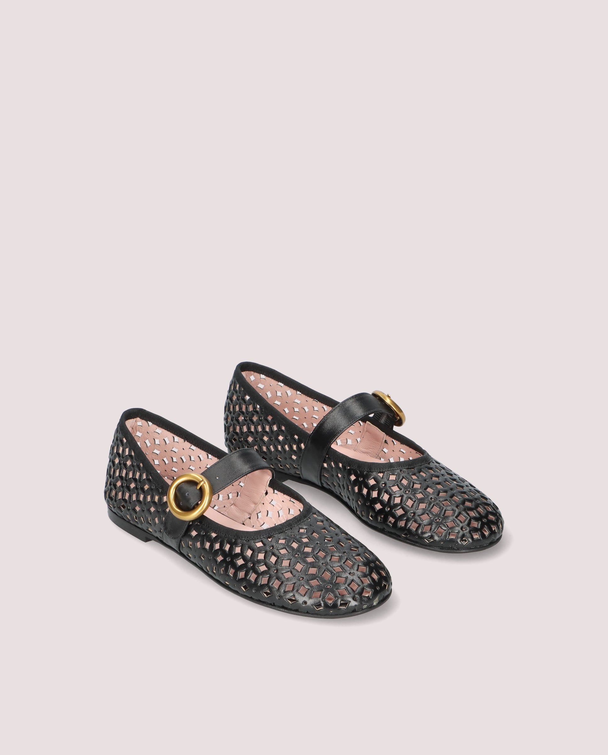 Georgia Black Leather Ballet Flats