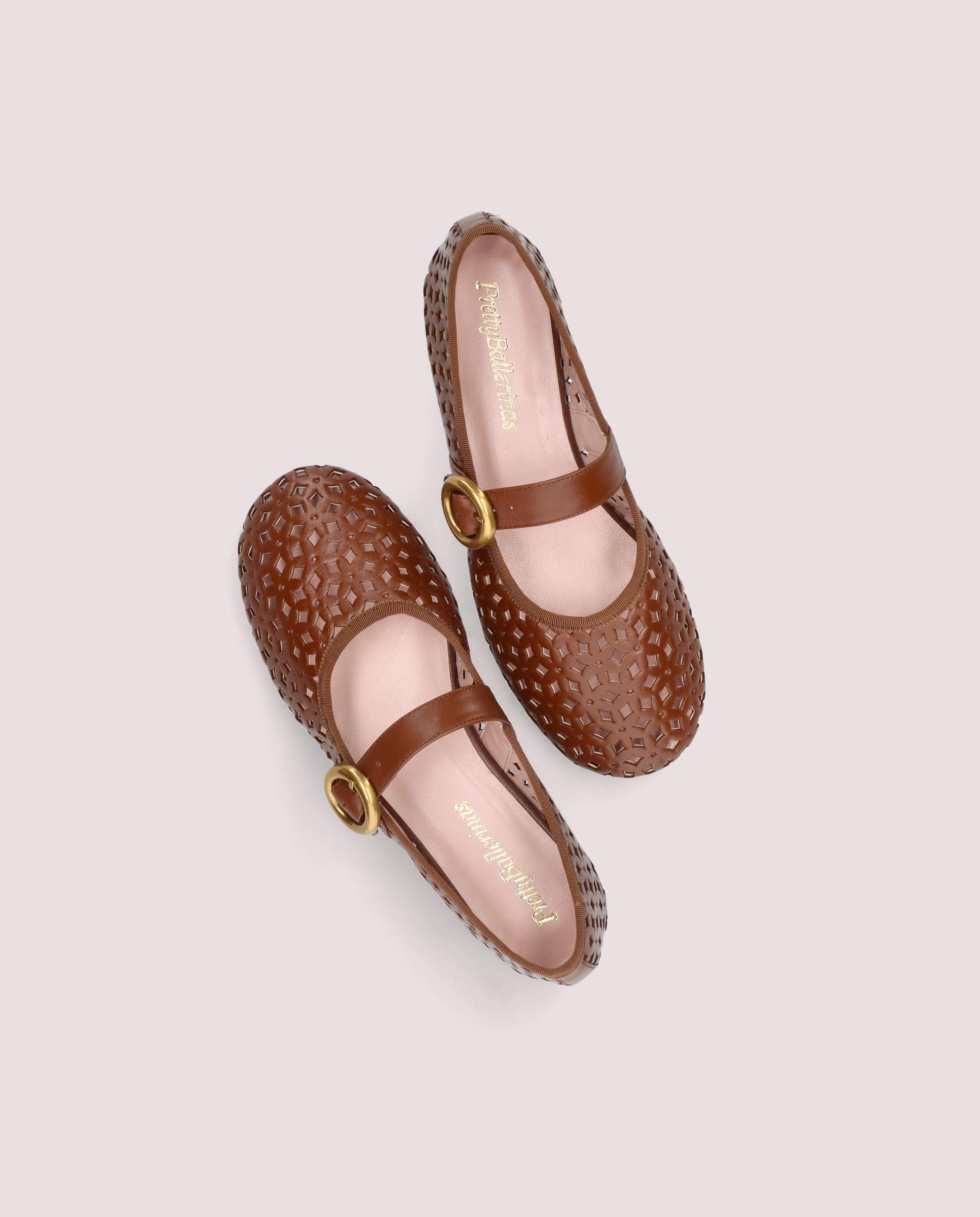 Georgia Brown Leather Ballet Flats