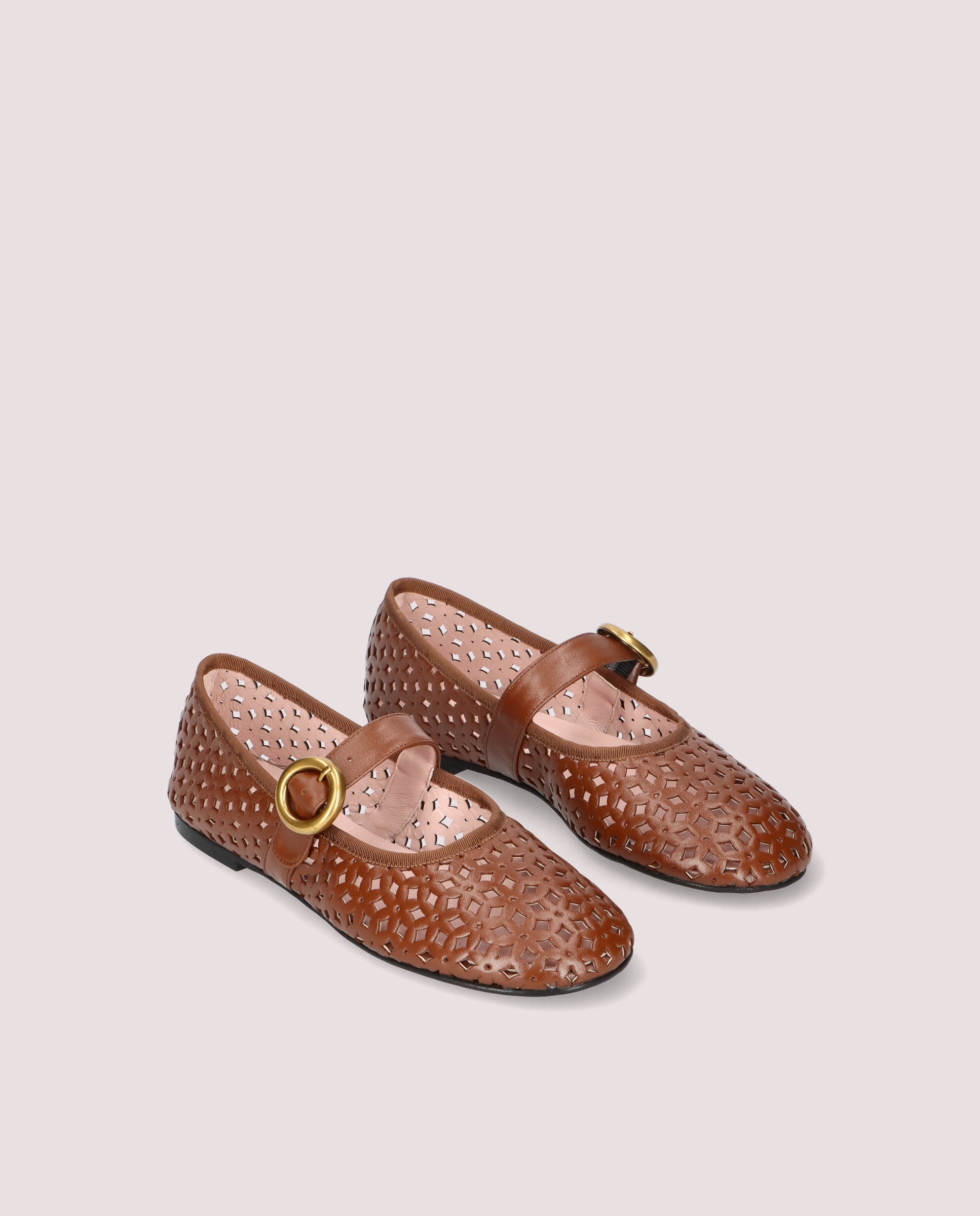 Georgia Brown Leather Ballet Flats