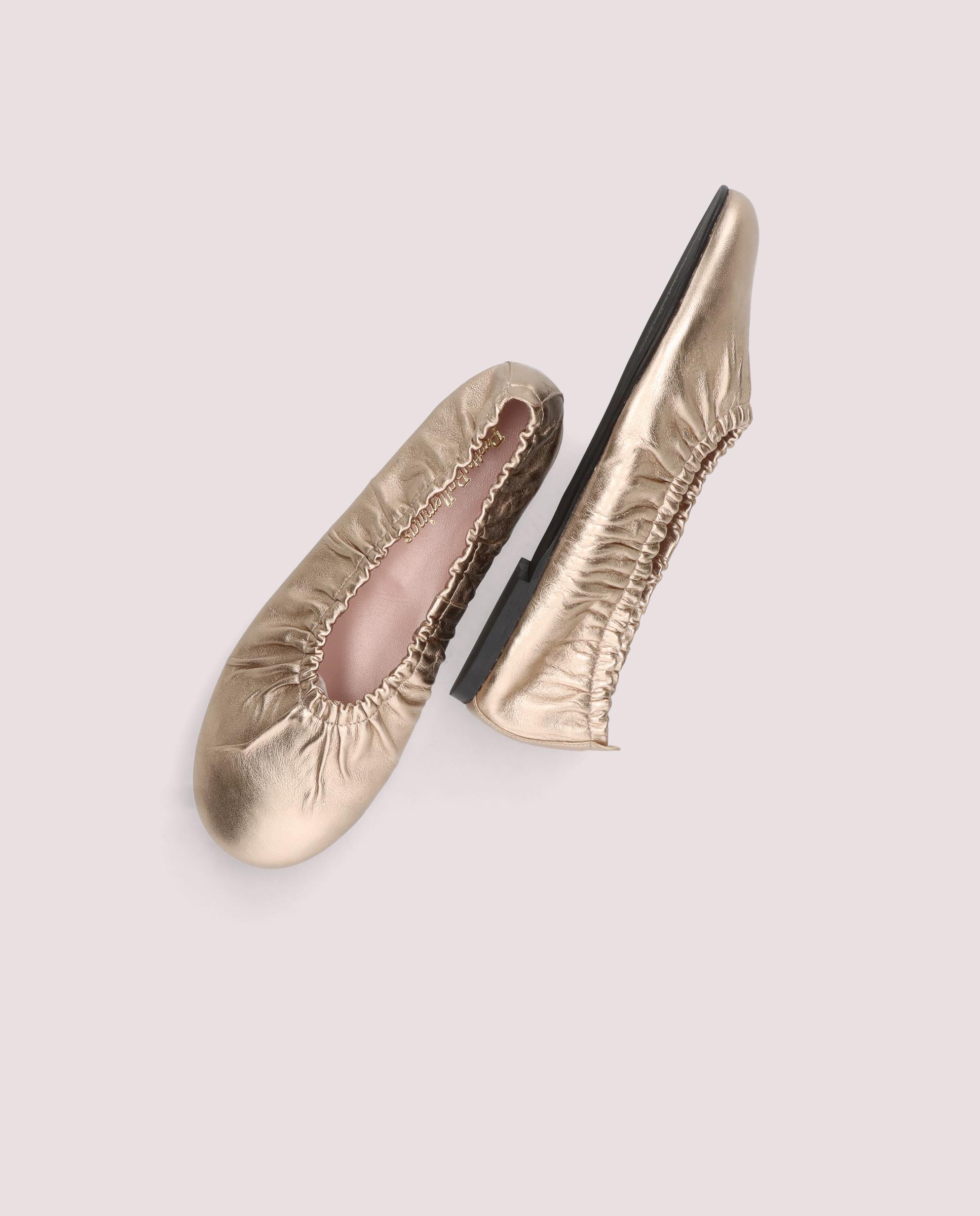 Georgia Ballet Flats Gold Metallic Leather