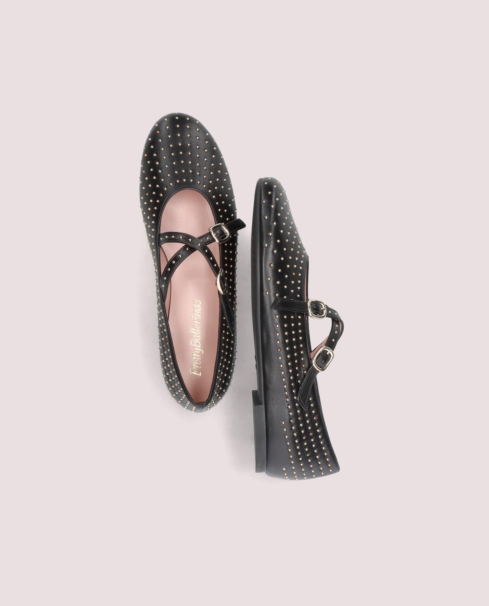Nicole Black Leather Ballet Flats