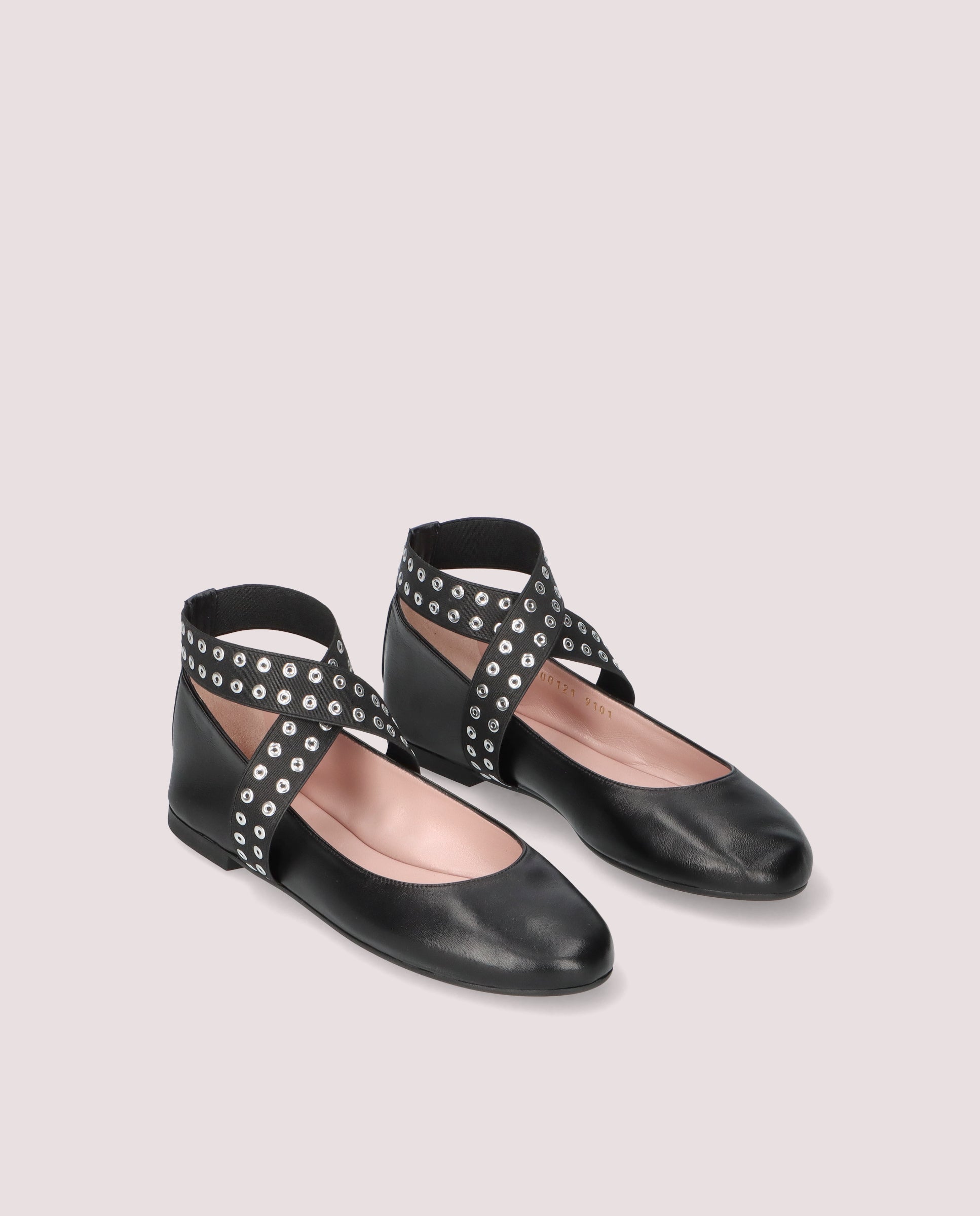 Nicole Black Leather Ballet Flats