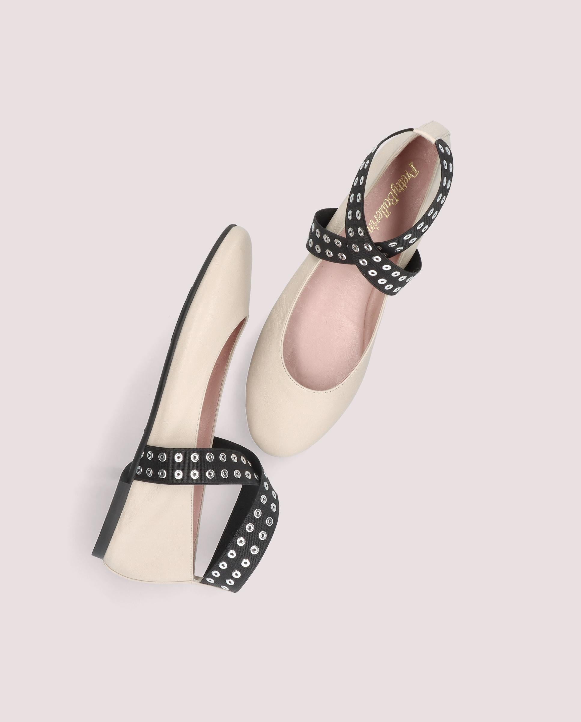 Nicole White Leather Ballet Flats