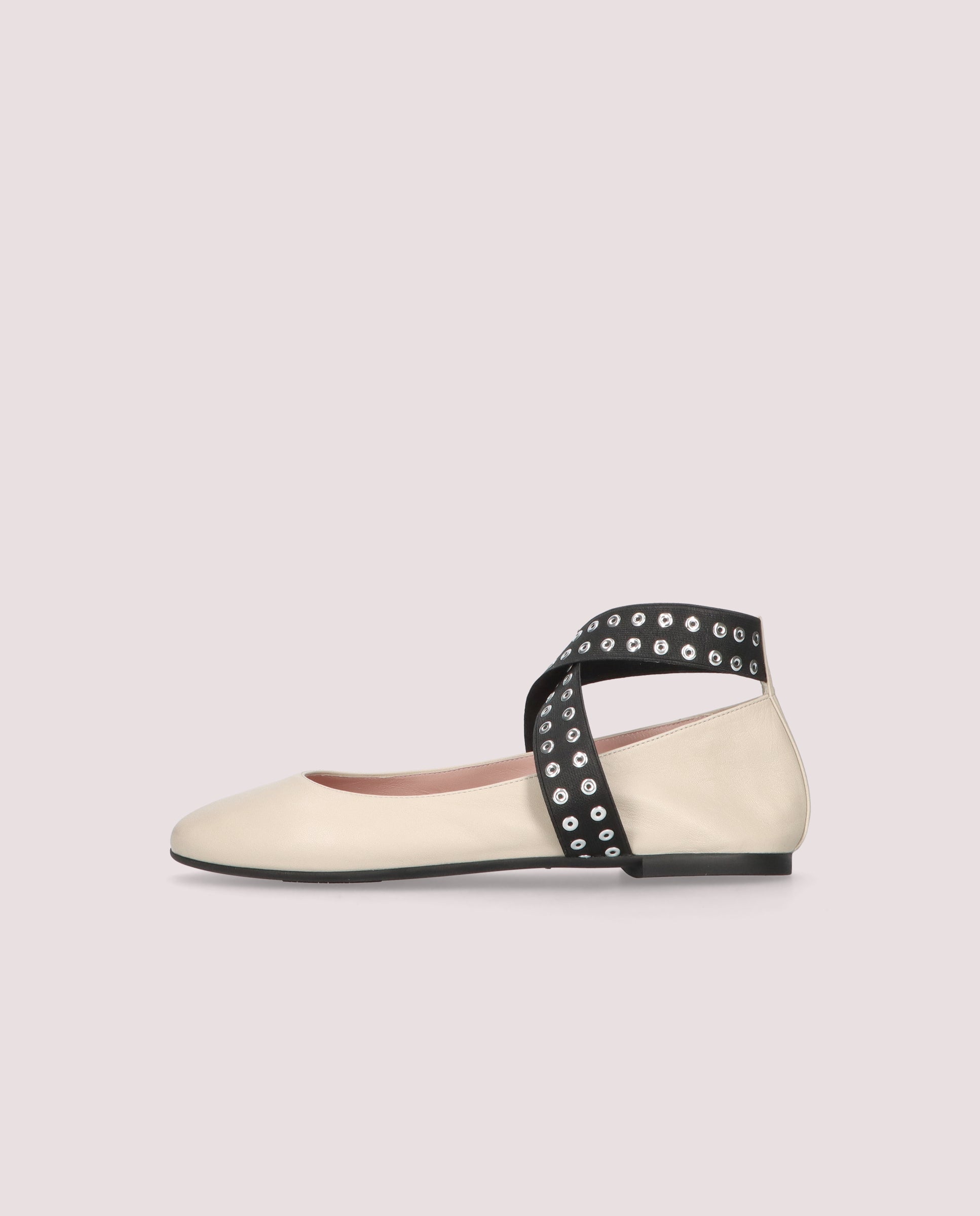 Nicole White Leather Ballet Flats