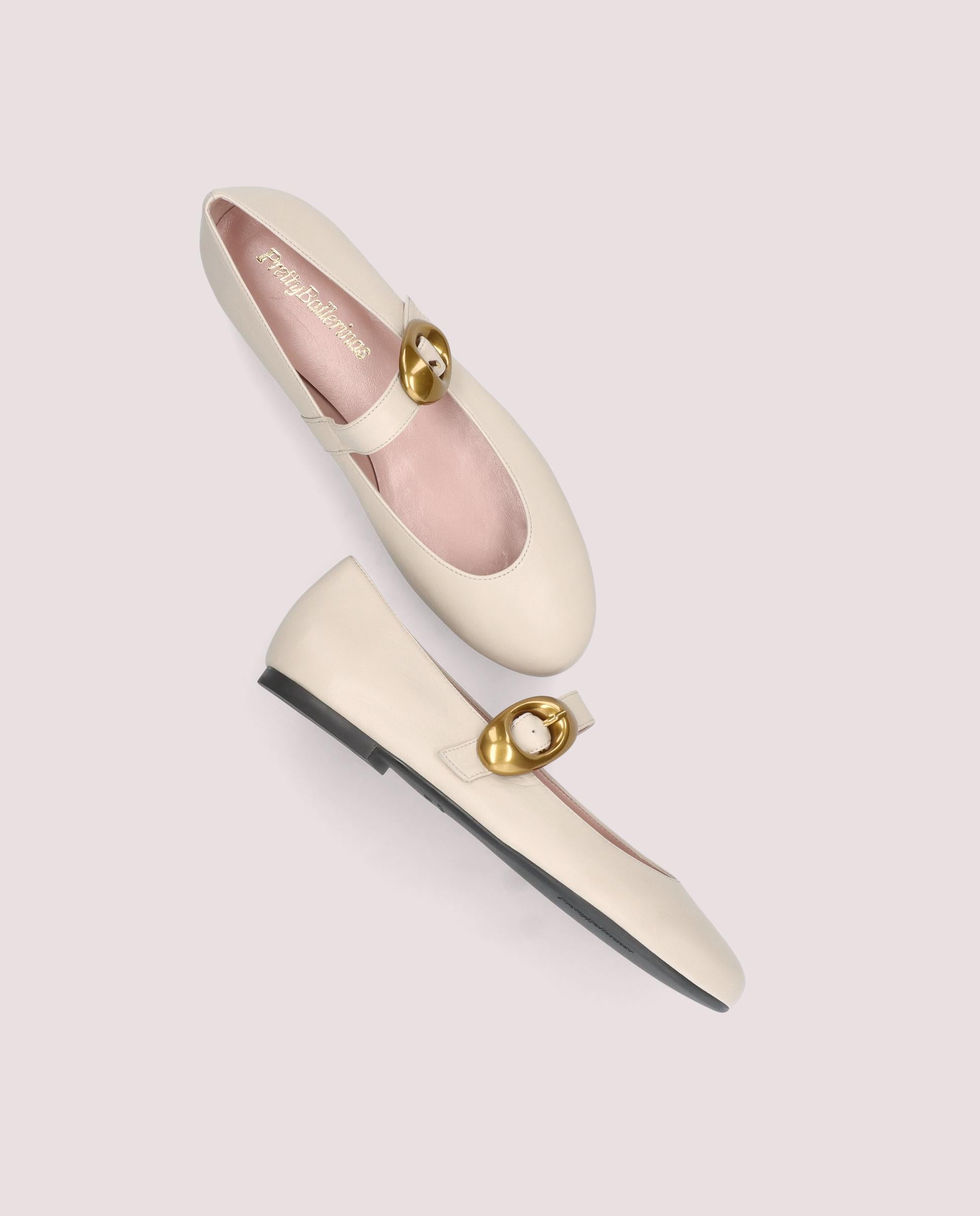 Nicole White Leather Ballet Flats