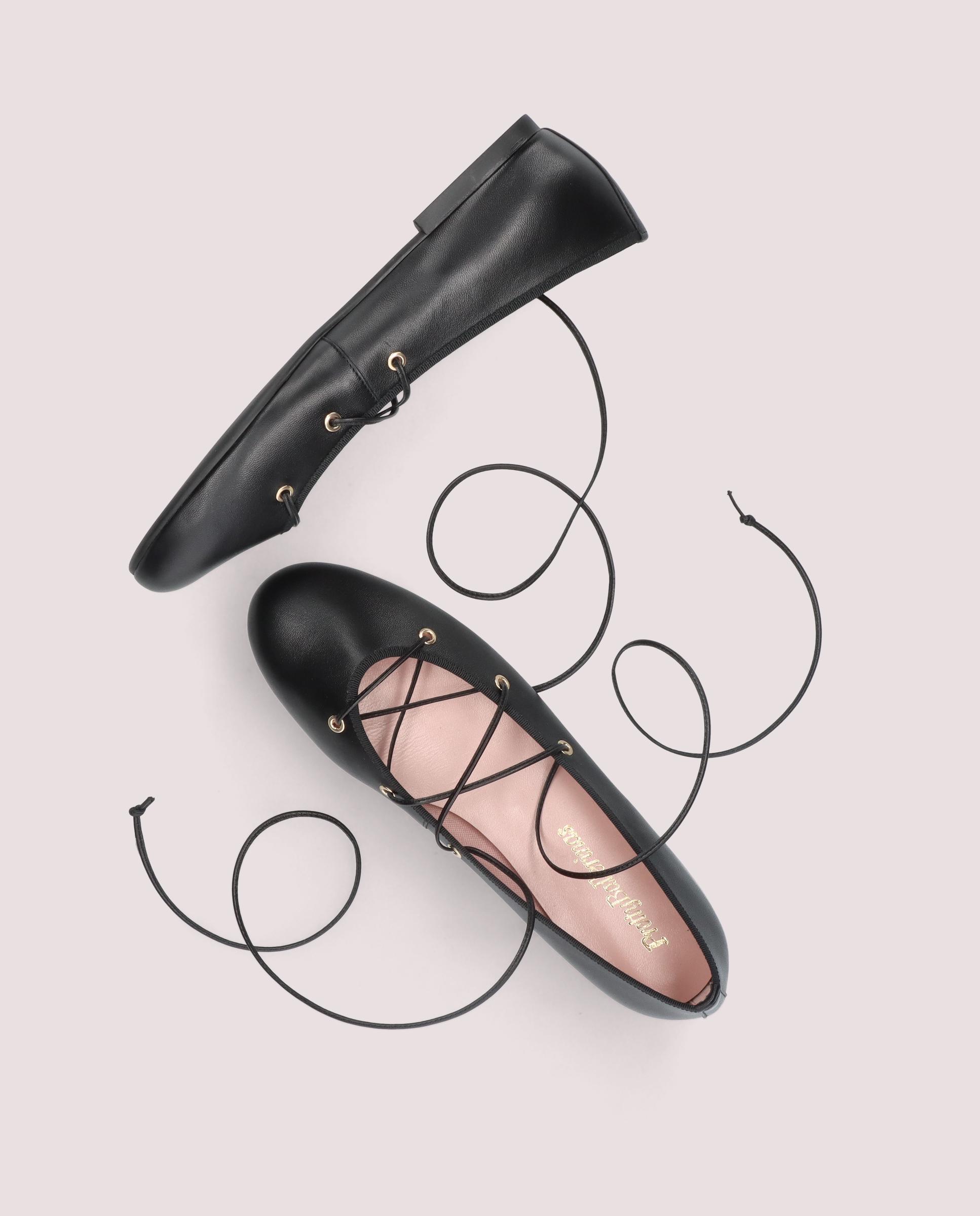 Nicole Black Leather Ballet Flats