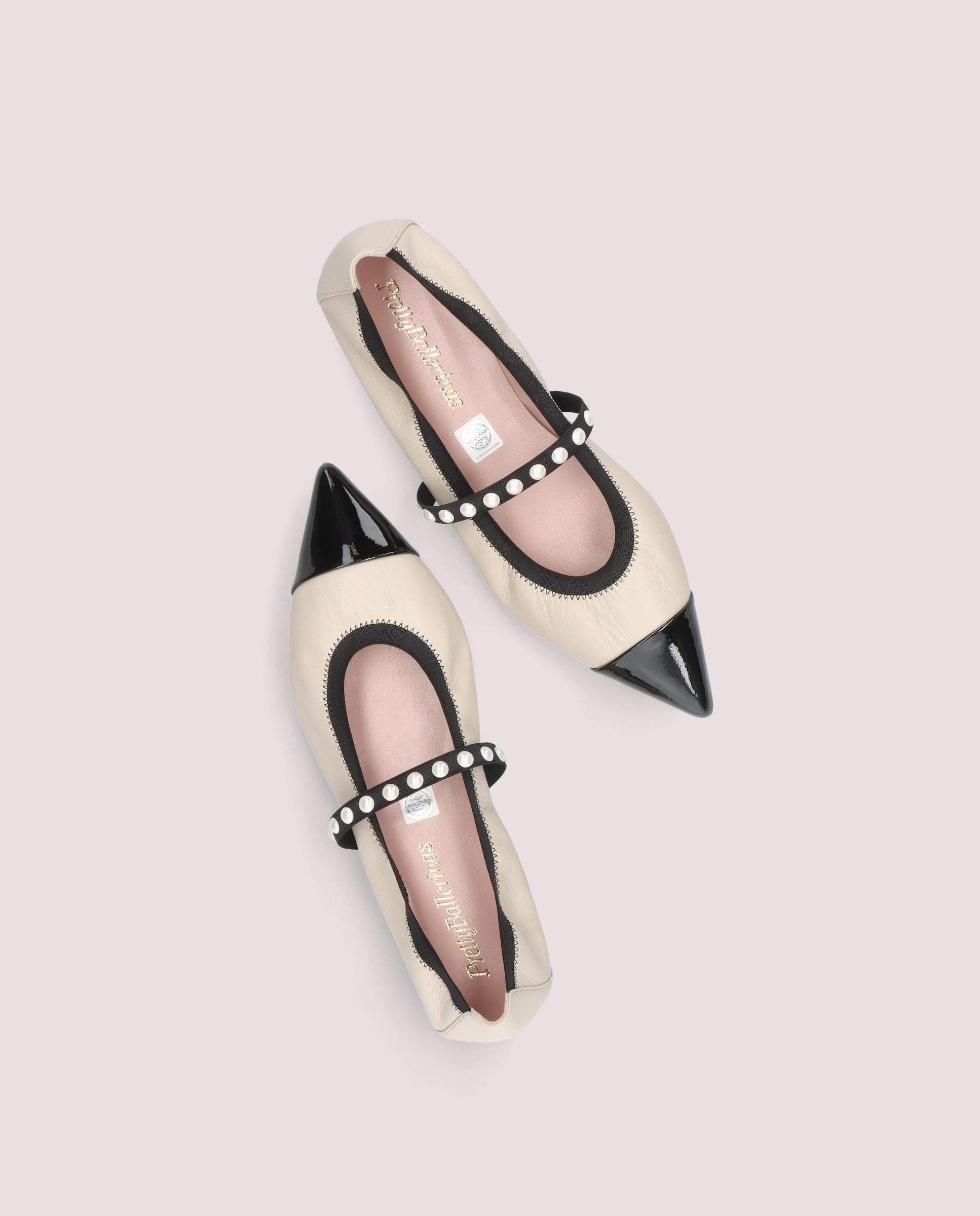 Ella White Skin Ballerinas