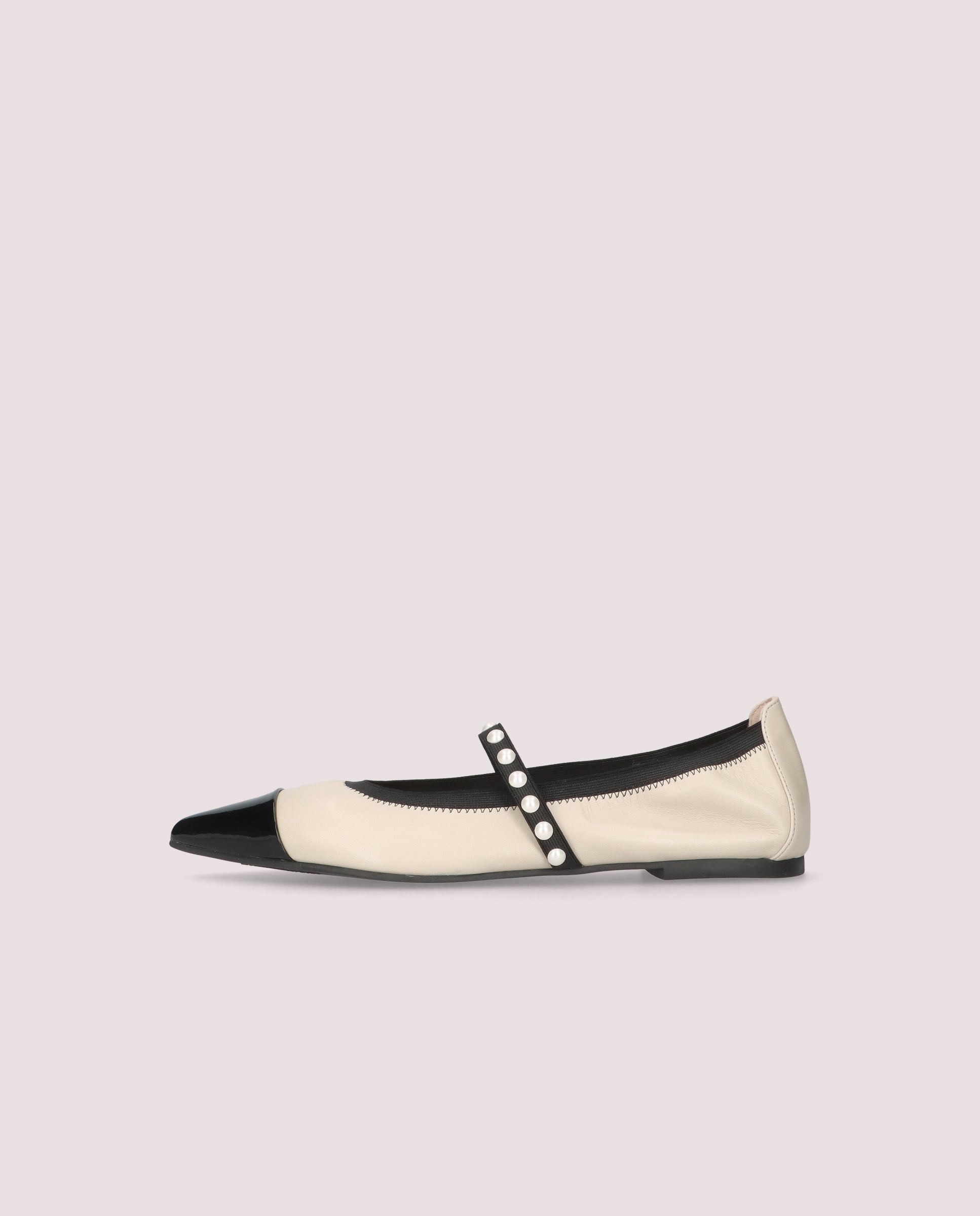 Ella White Skin Ballerinas