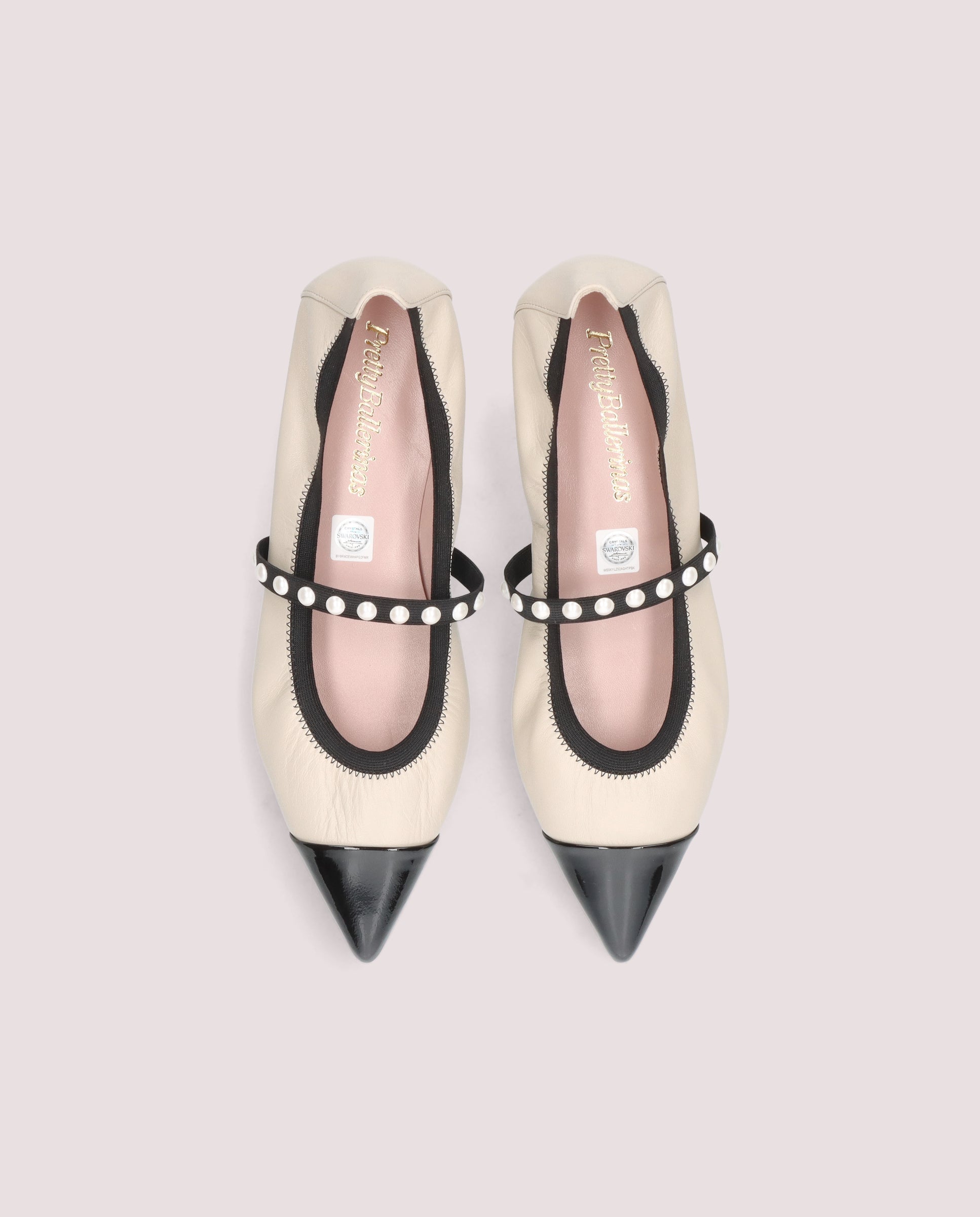 Ella White Skin Ballerinas