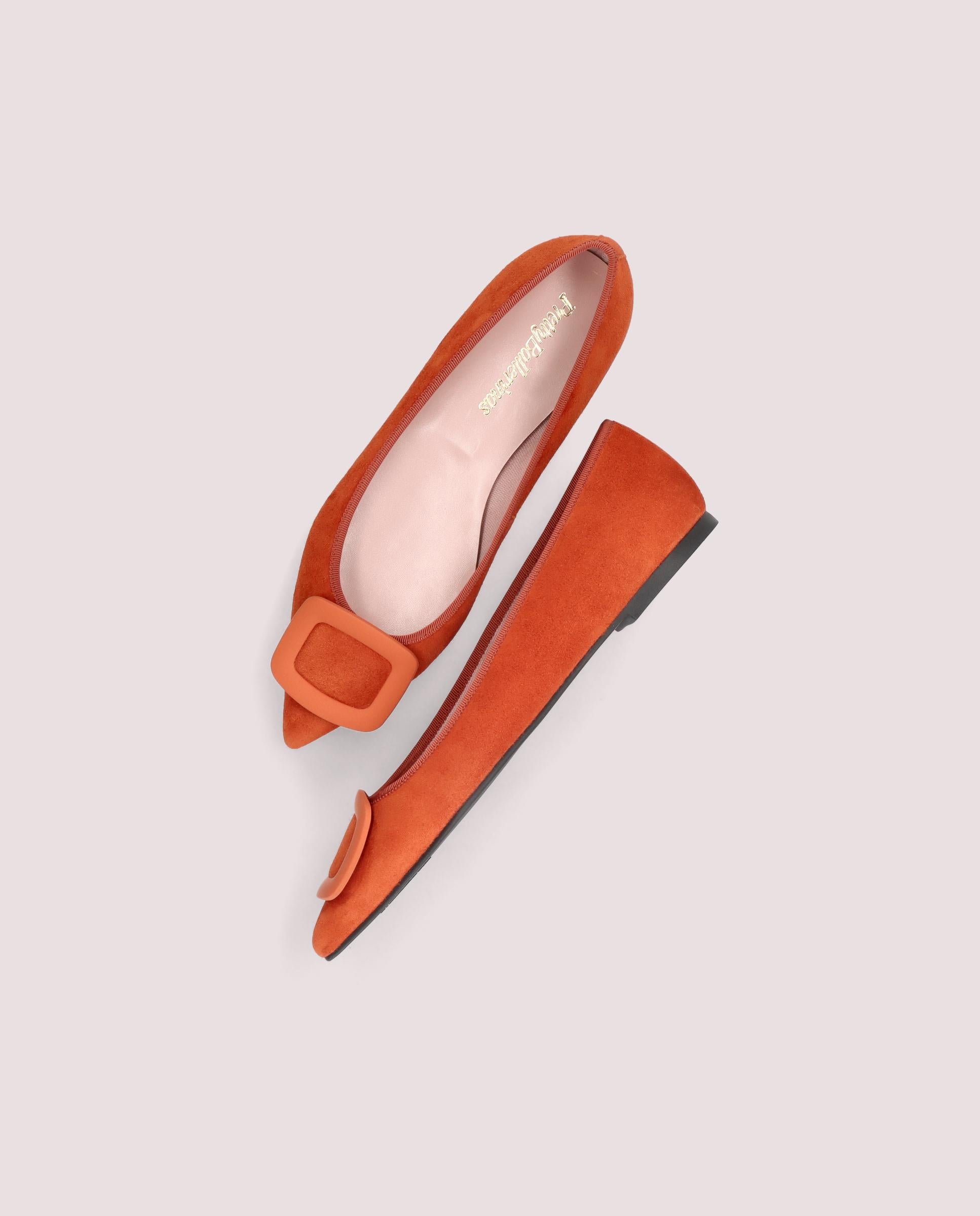 Ella Orange Suede Ballet Flats