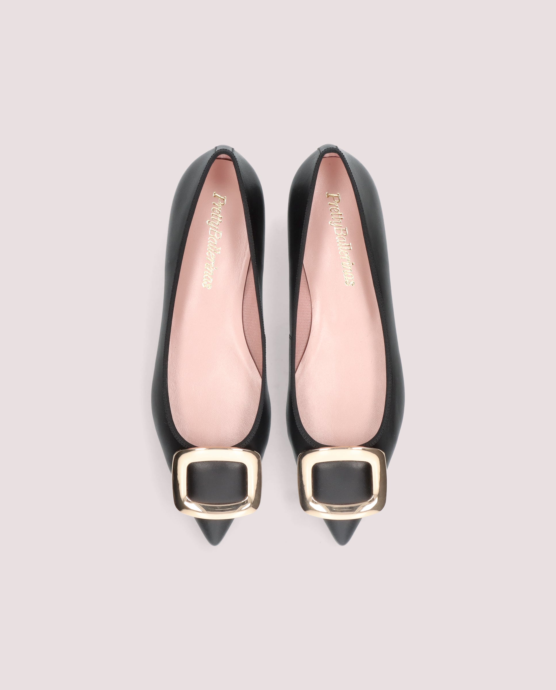 Black Leather Ella Ballet Flats