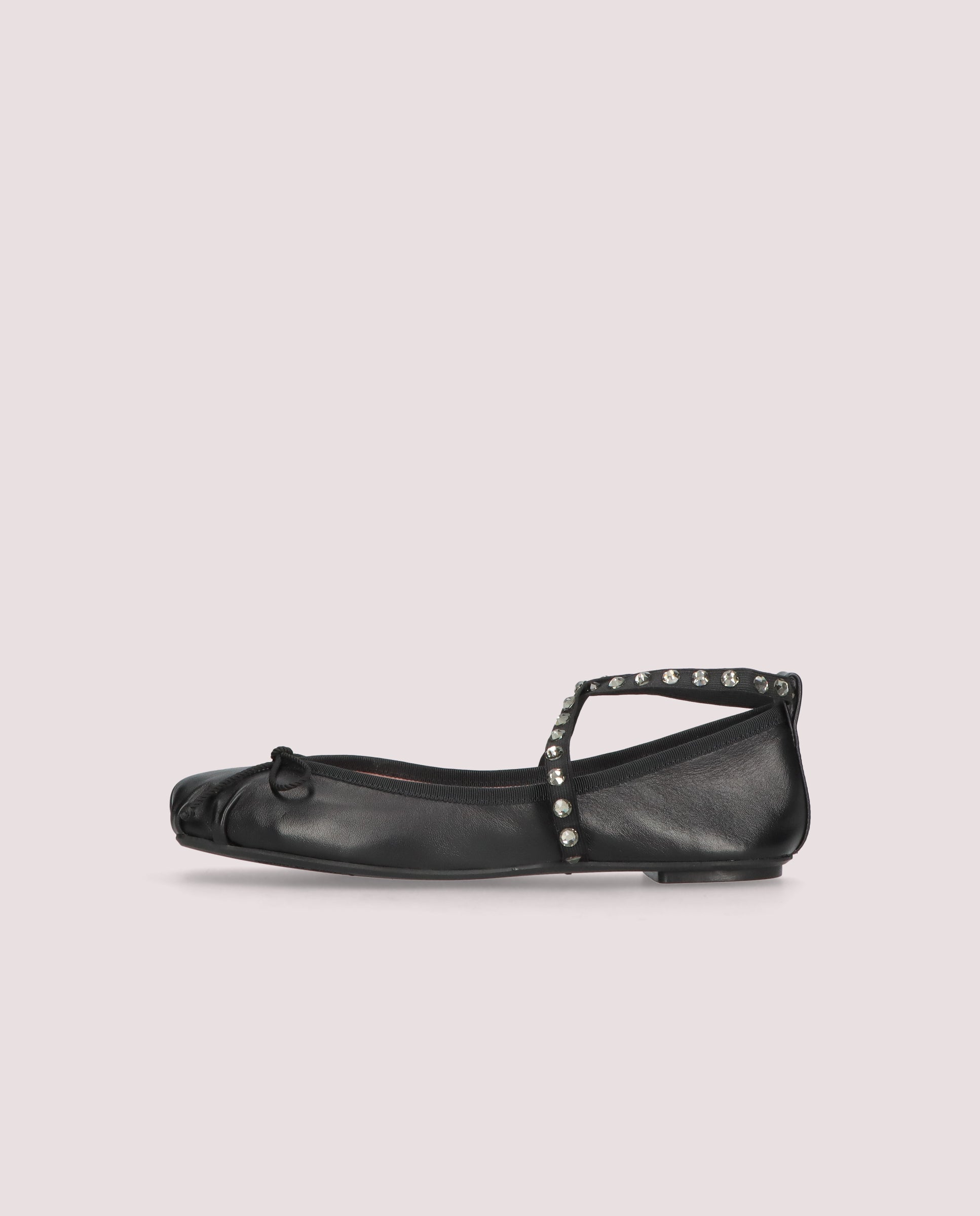 Kristen Black Leather Ballet Flats