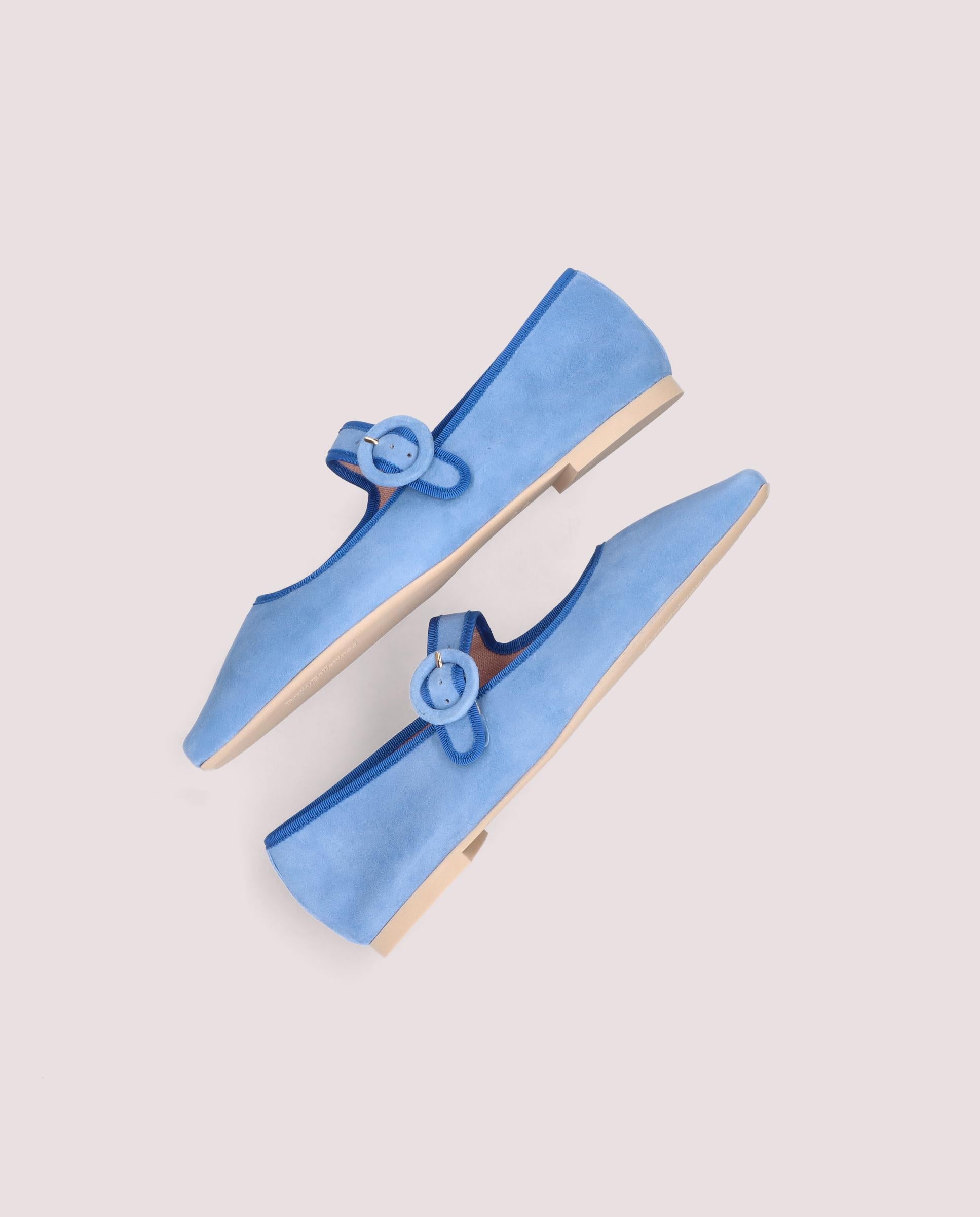 Camille Blue Suede Ballet Flats