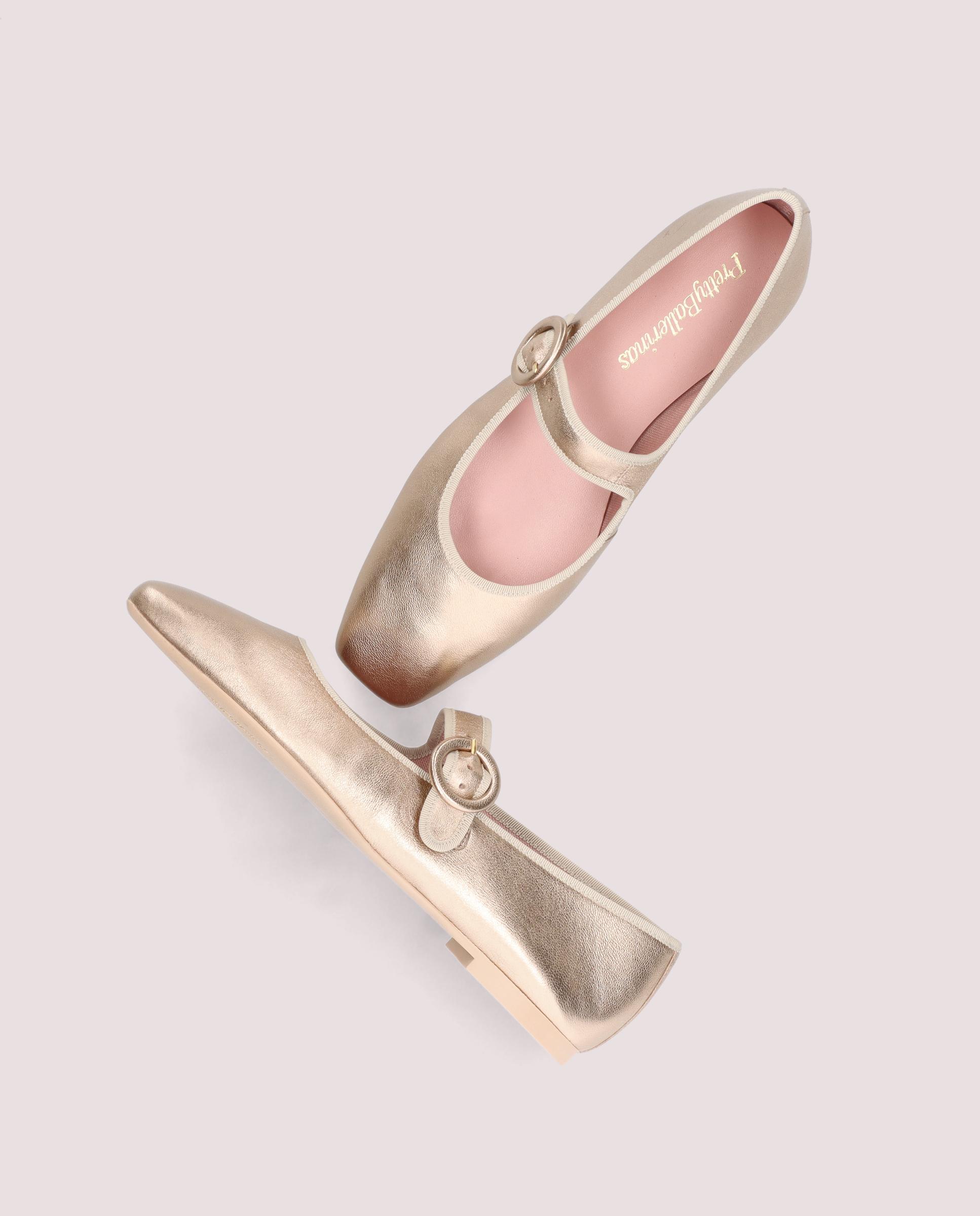 Camille Gold Metallic Leather Ballerinas