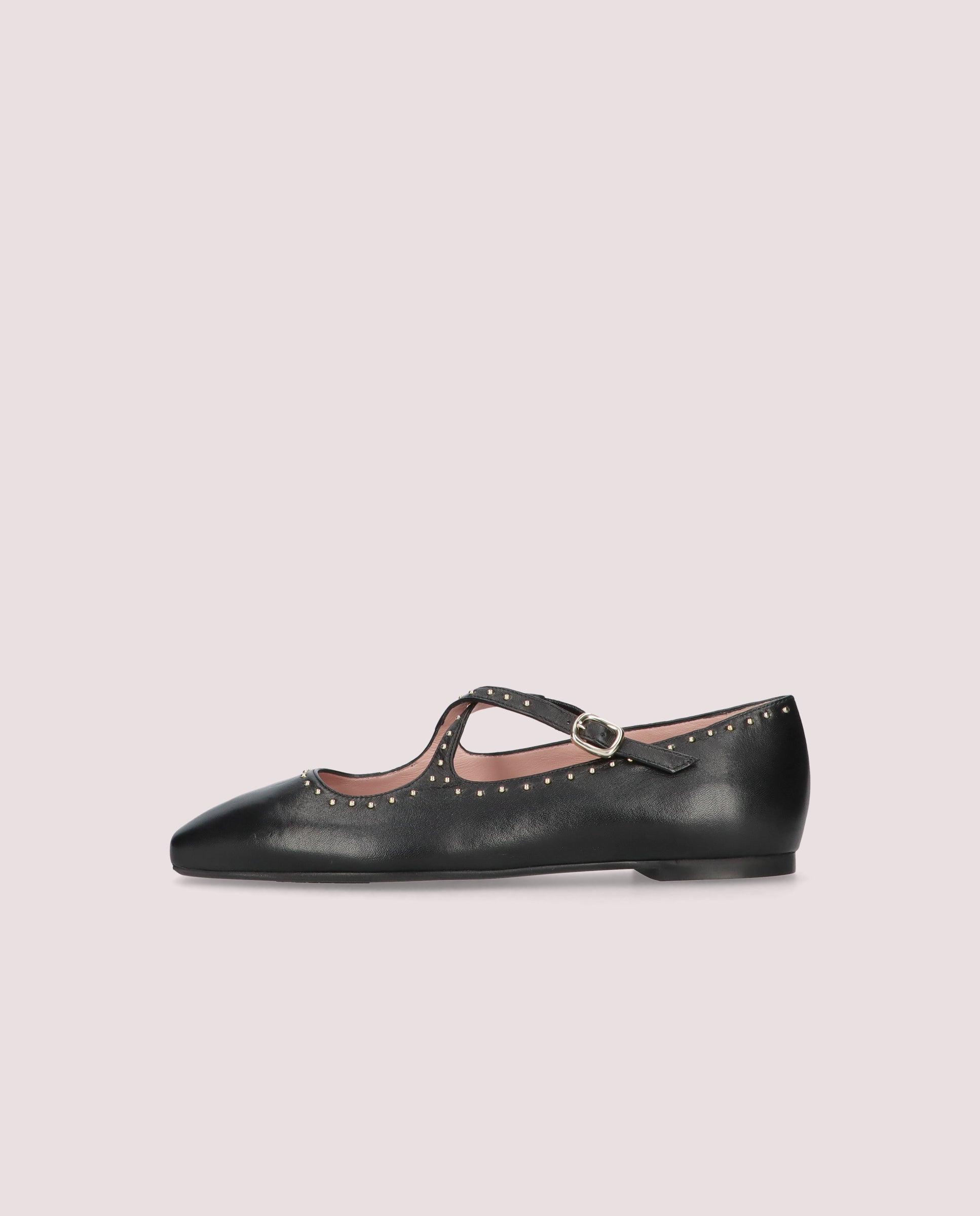 Camille Black Leather Ballet Flats