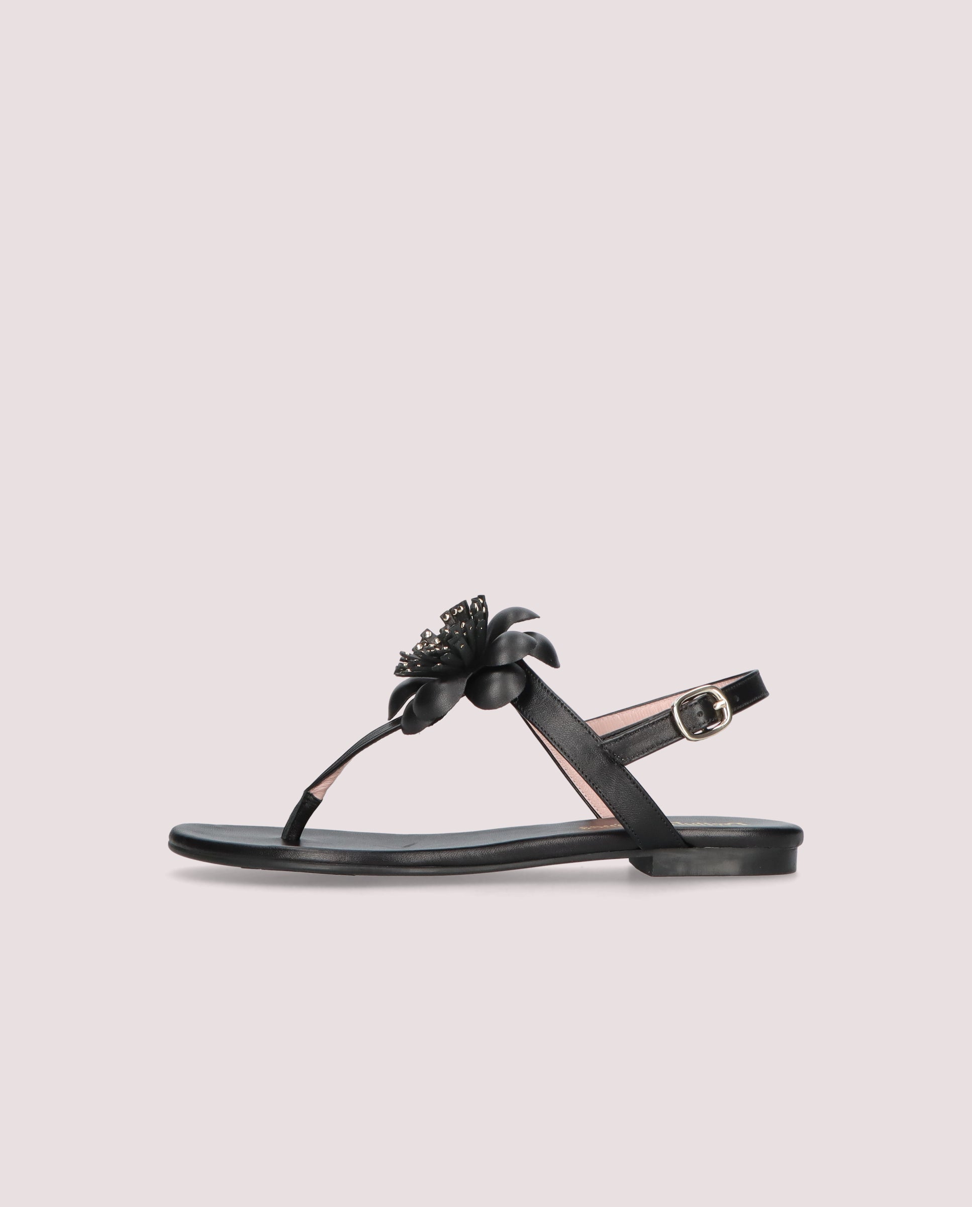 Judy Black Leather Sandals