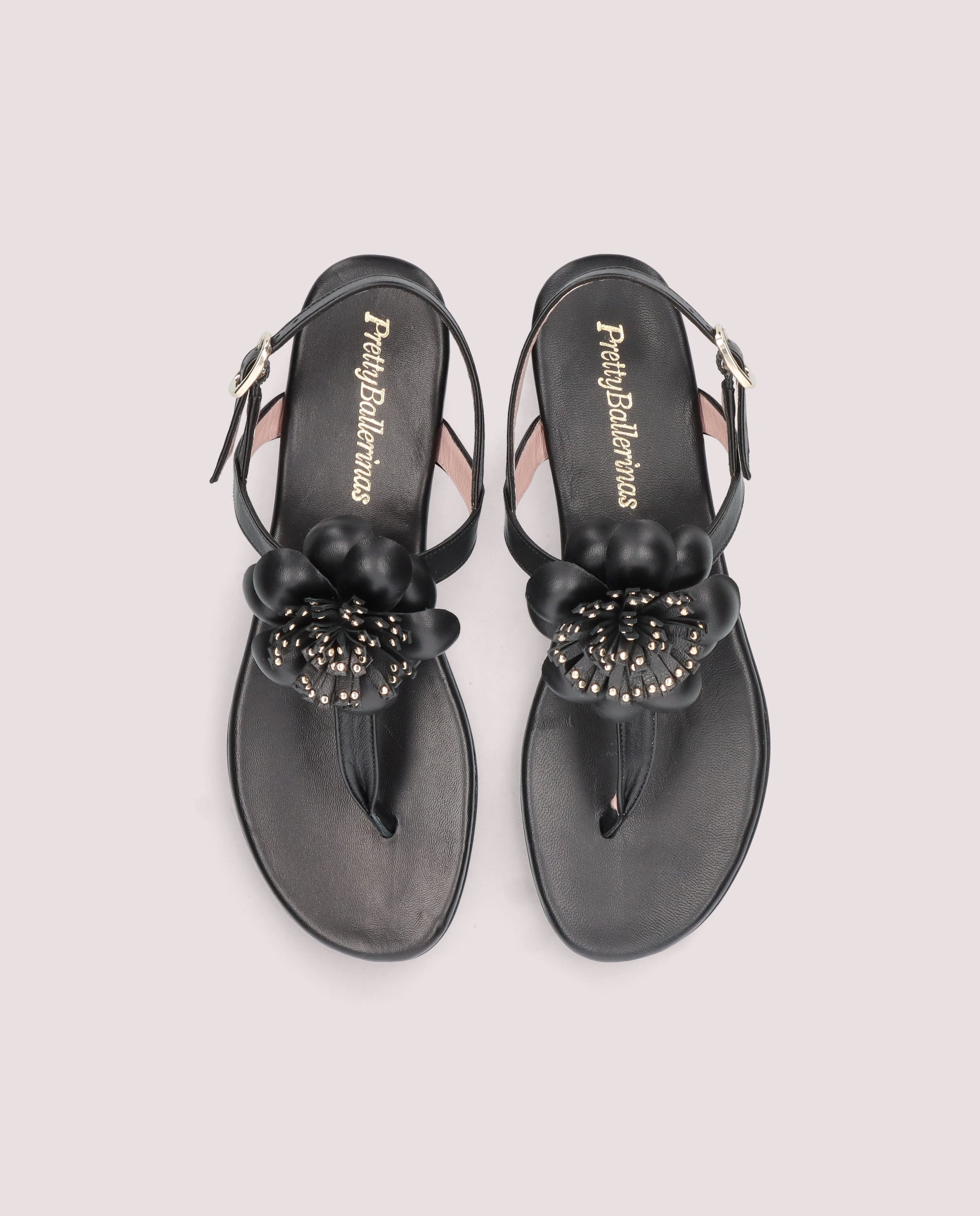 Judy Black Leather Sandals