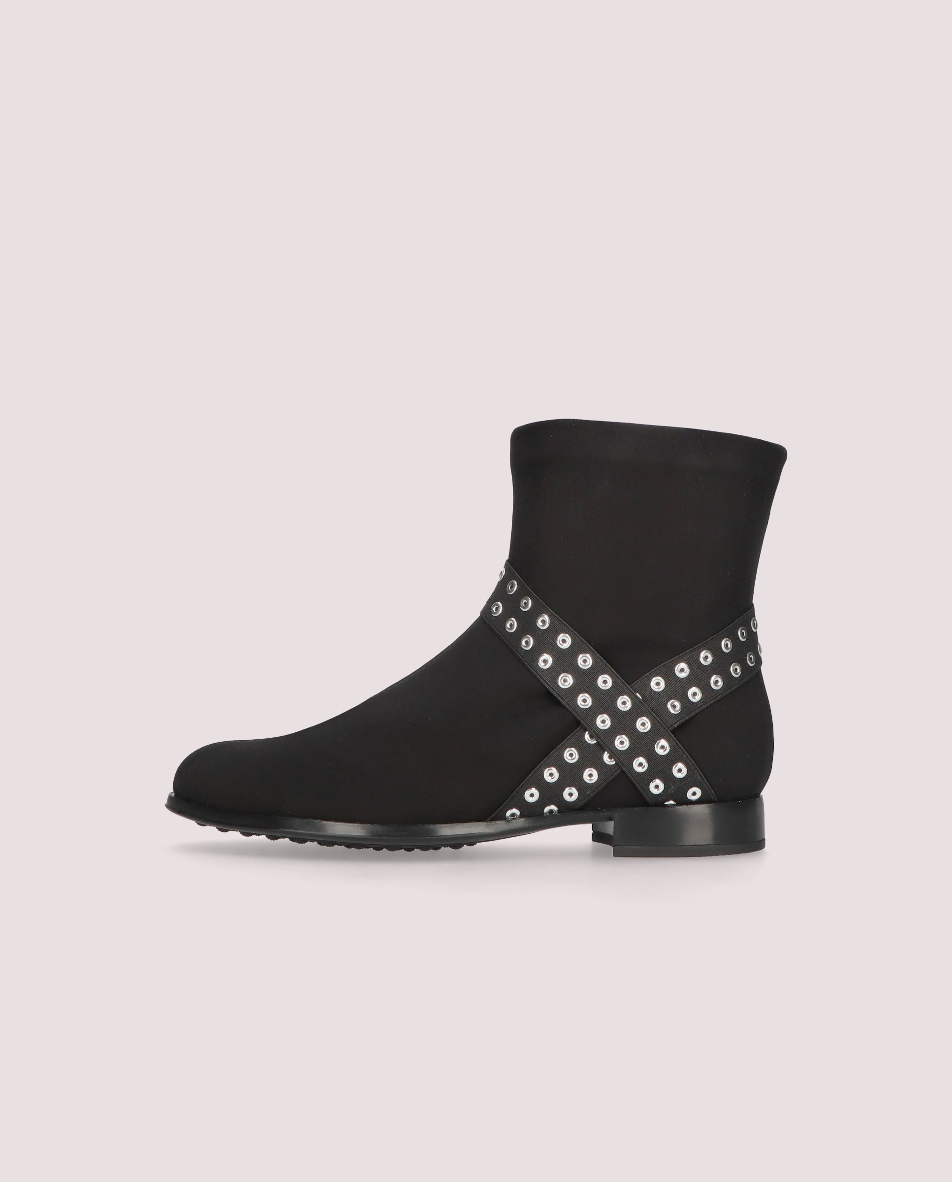 Pat Black Woven Ankle Boots