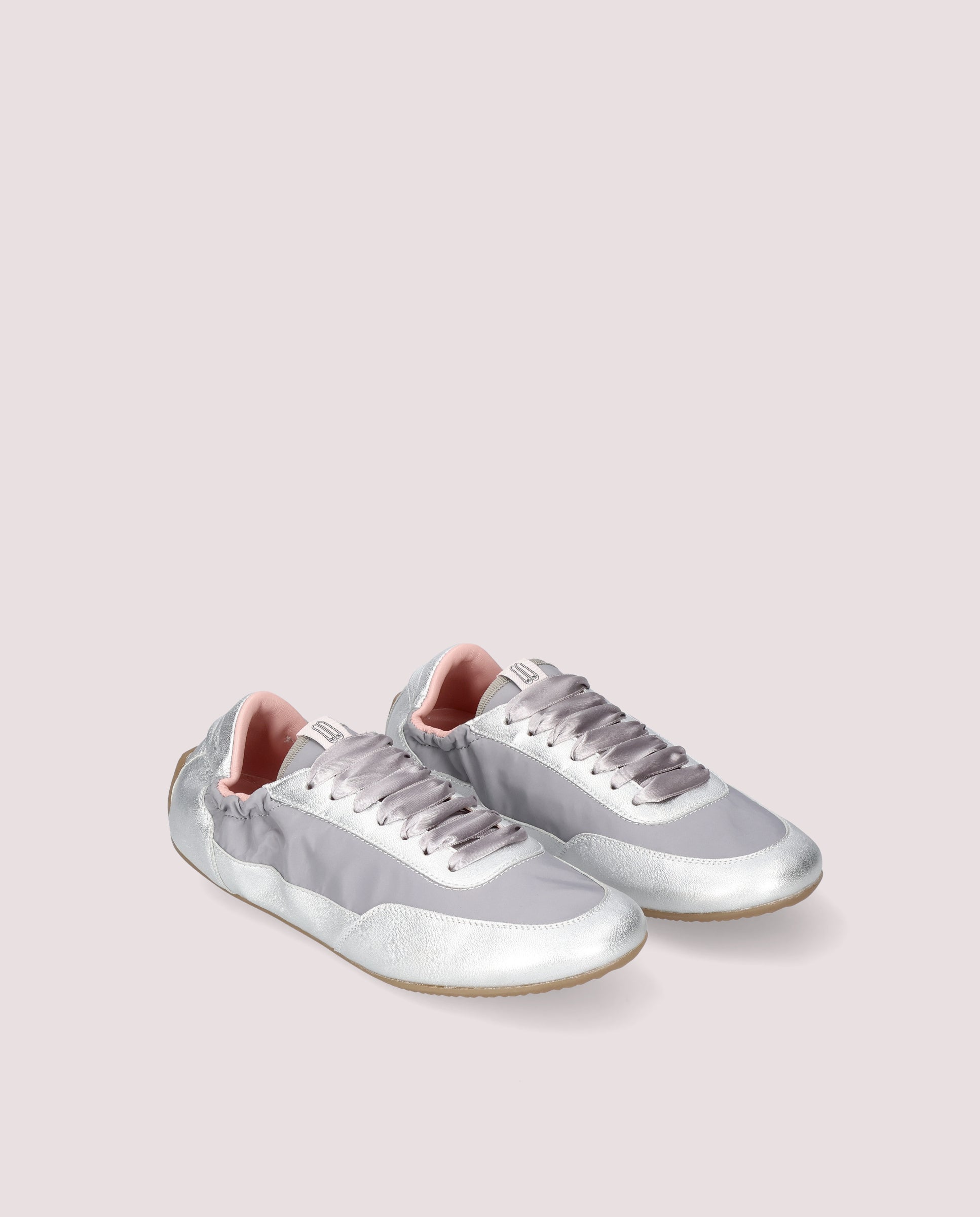 Blue Grey Metallic Leather Sports Shoes