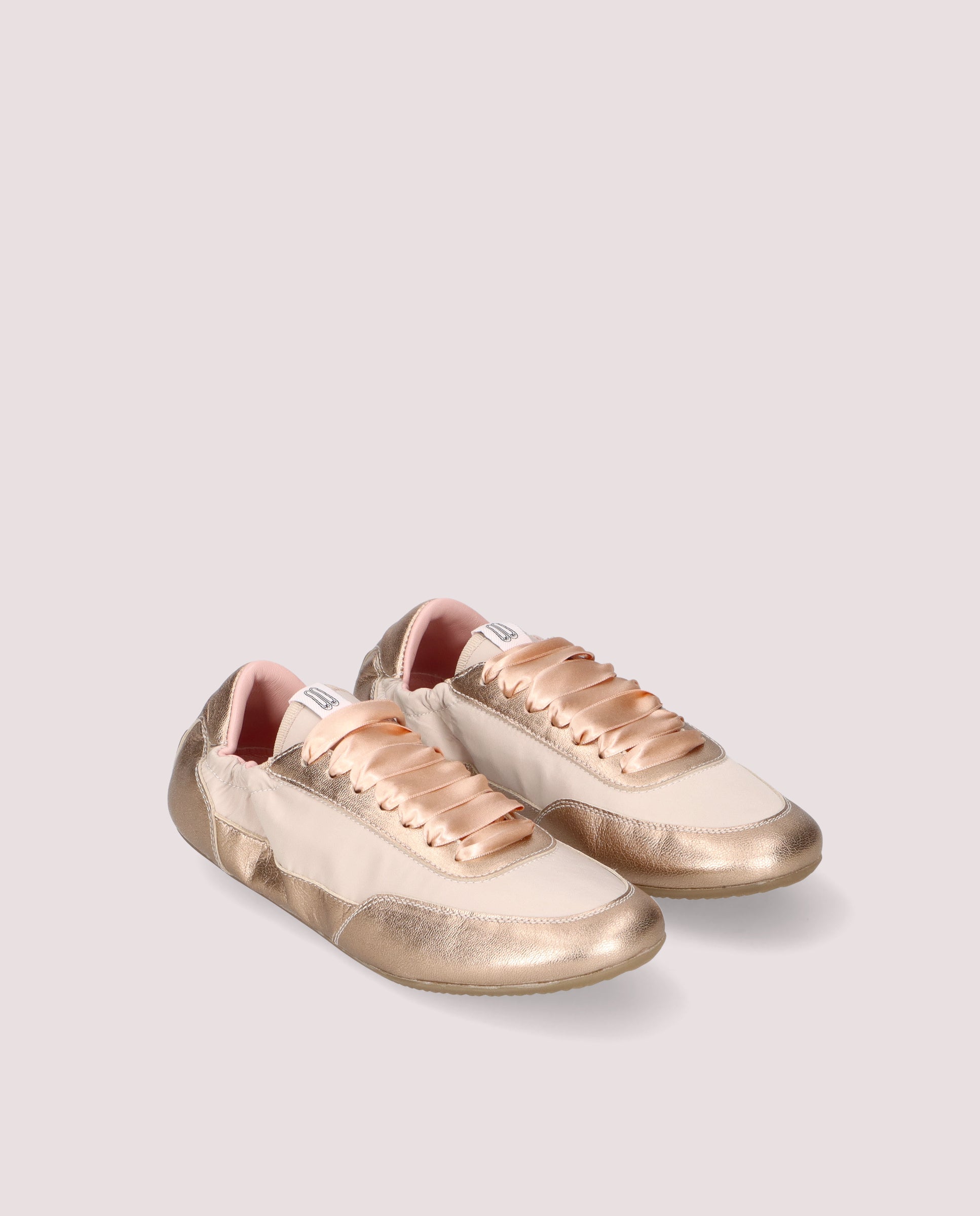 Blue and gold metallic leather sports shoes