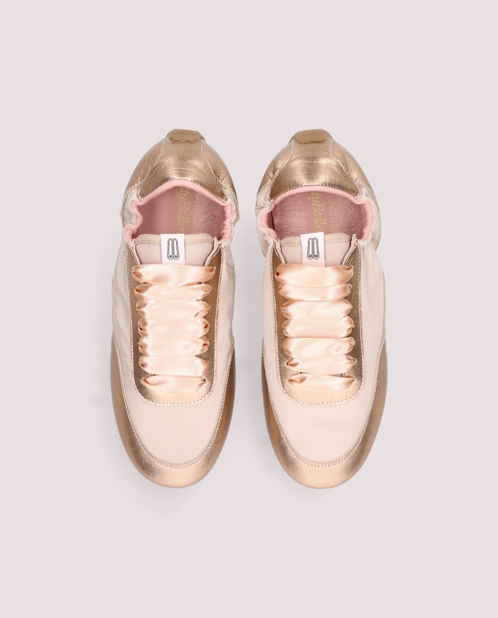 Blue and gold metallic leather sports shoes