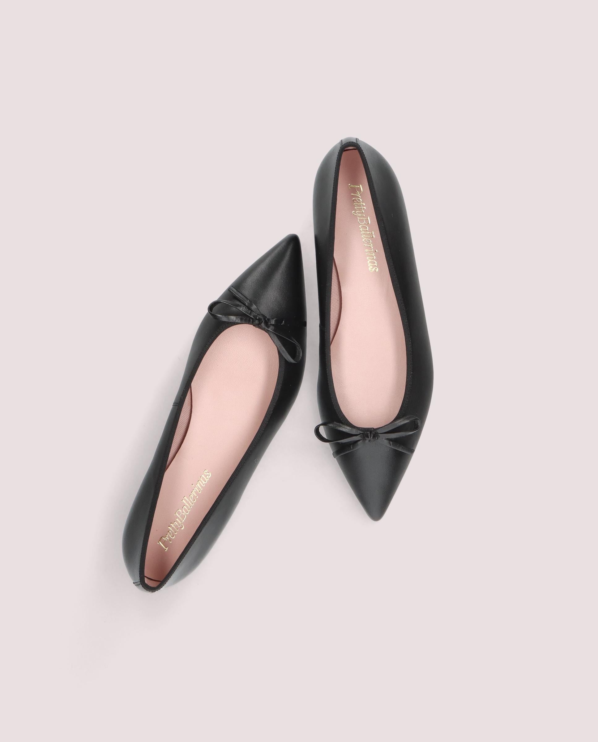 Paris Black Leather Ballerinas