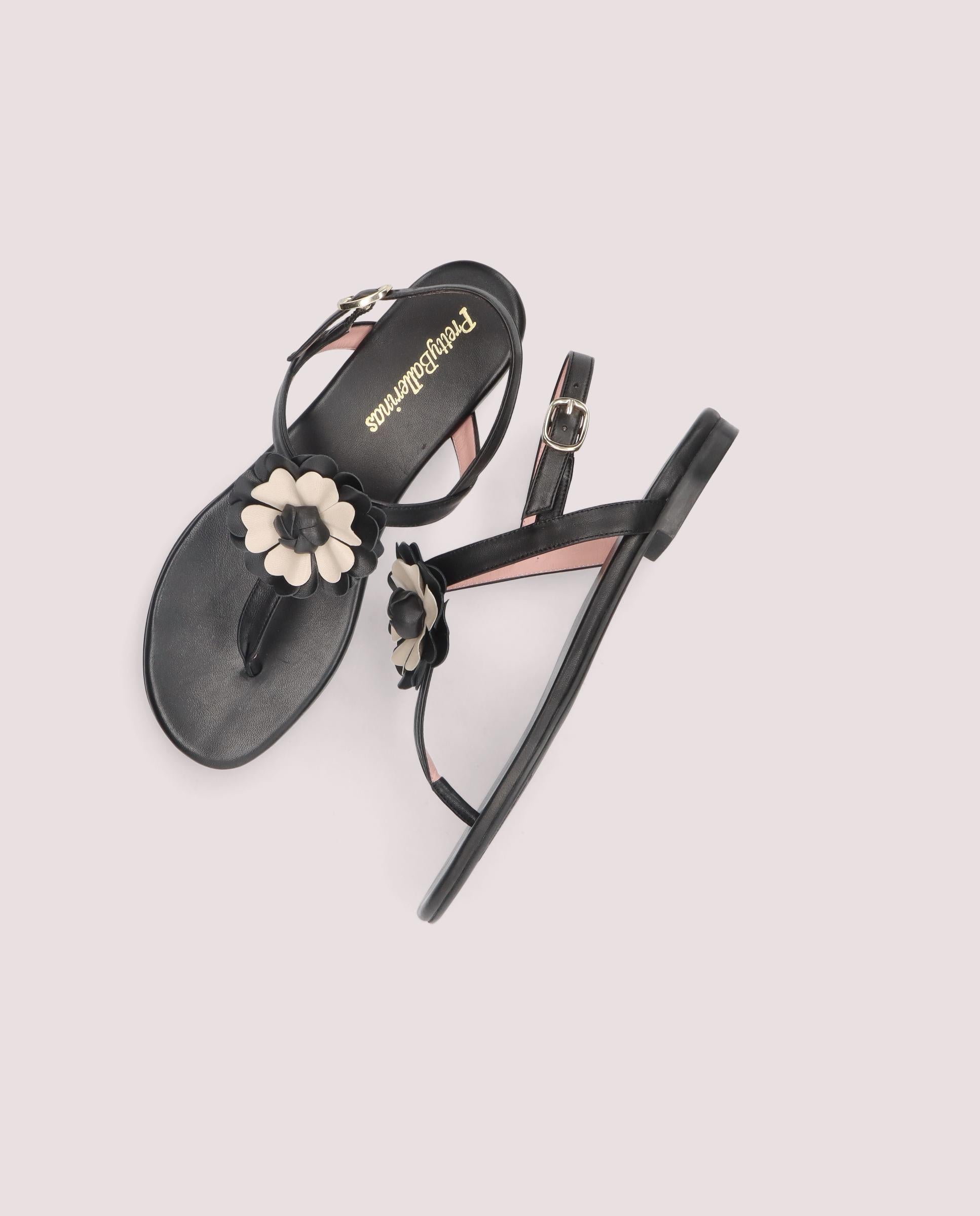 Judy Black Leather Sandals