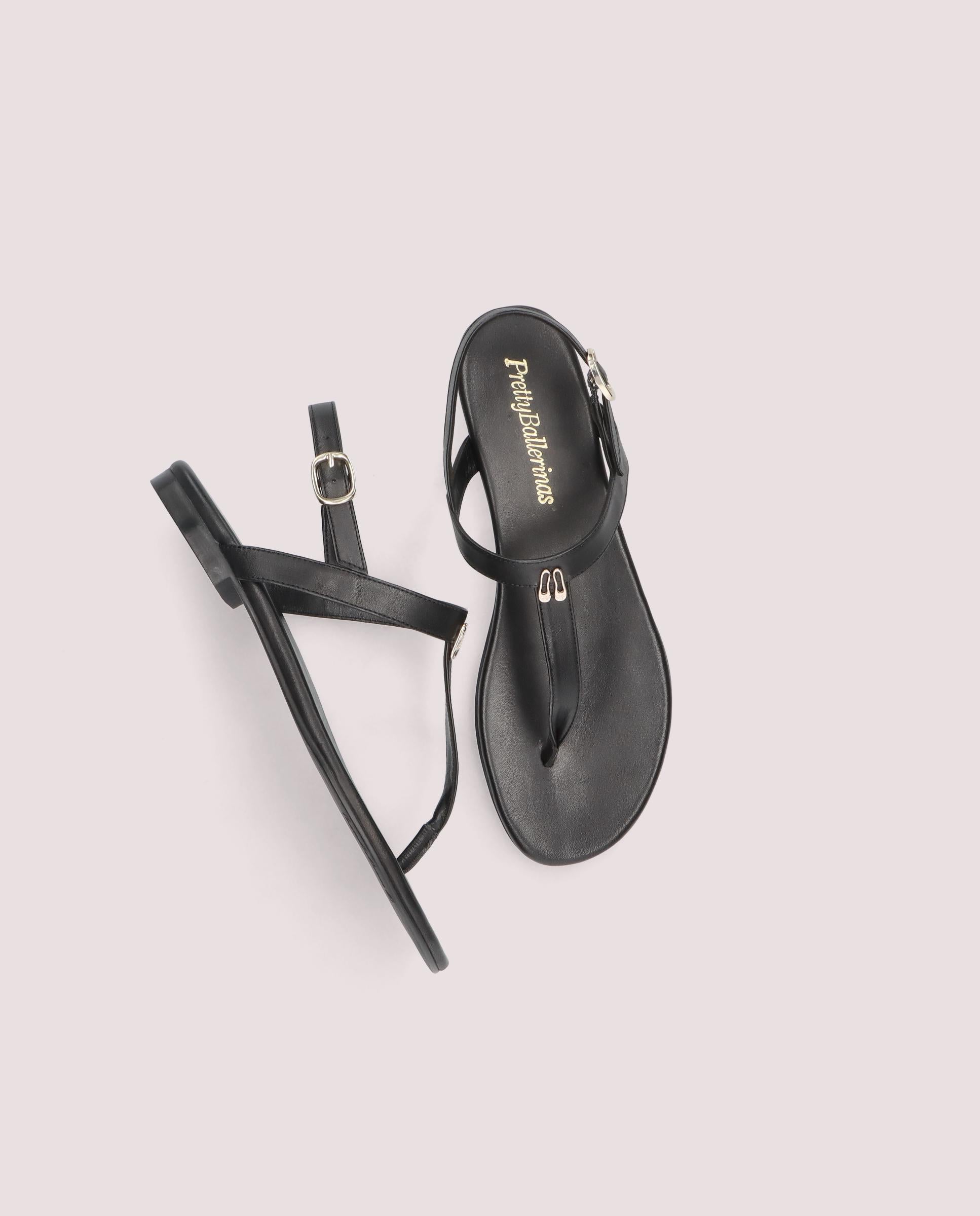 Judy Black Leather Sandals