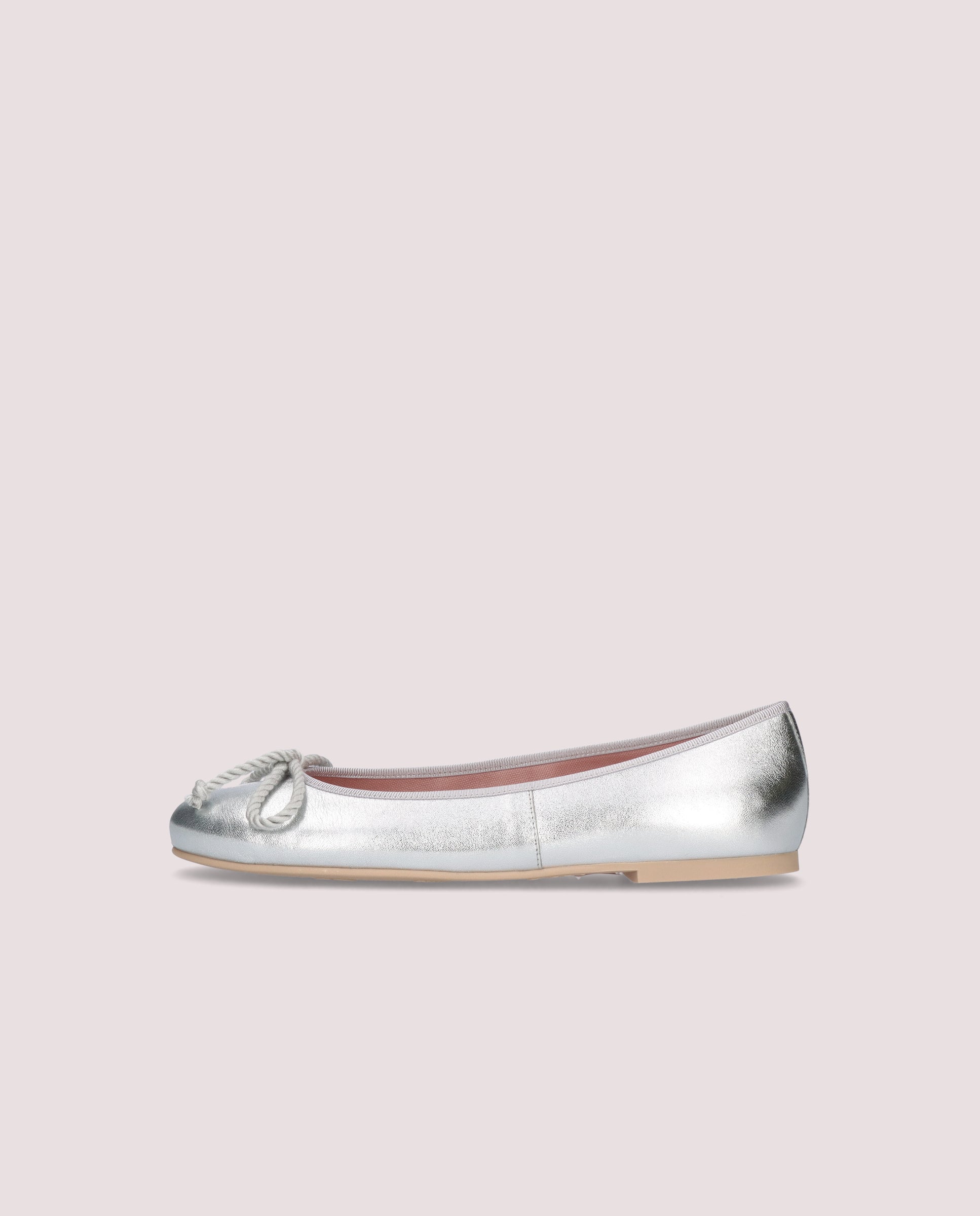 Silver Rosario Ballet Flats Metallic Leather