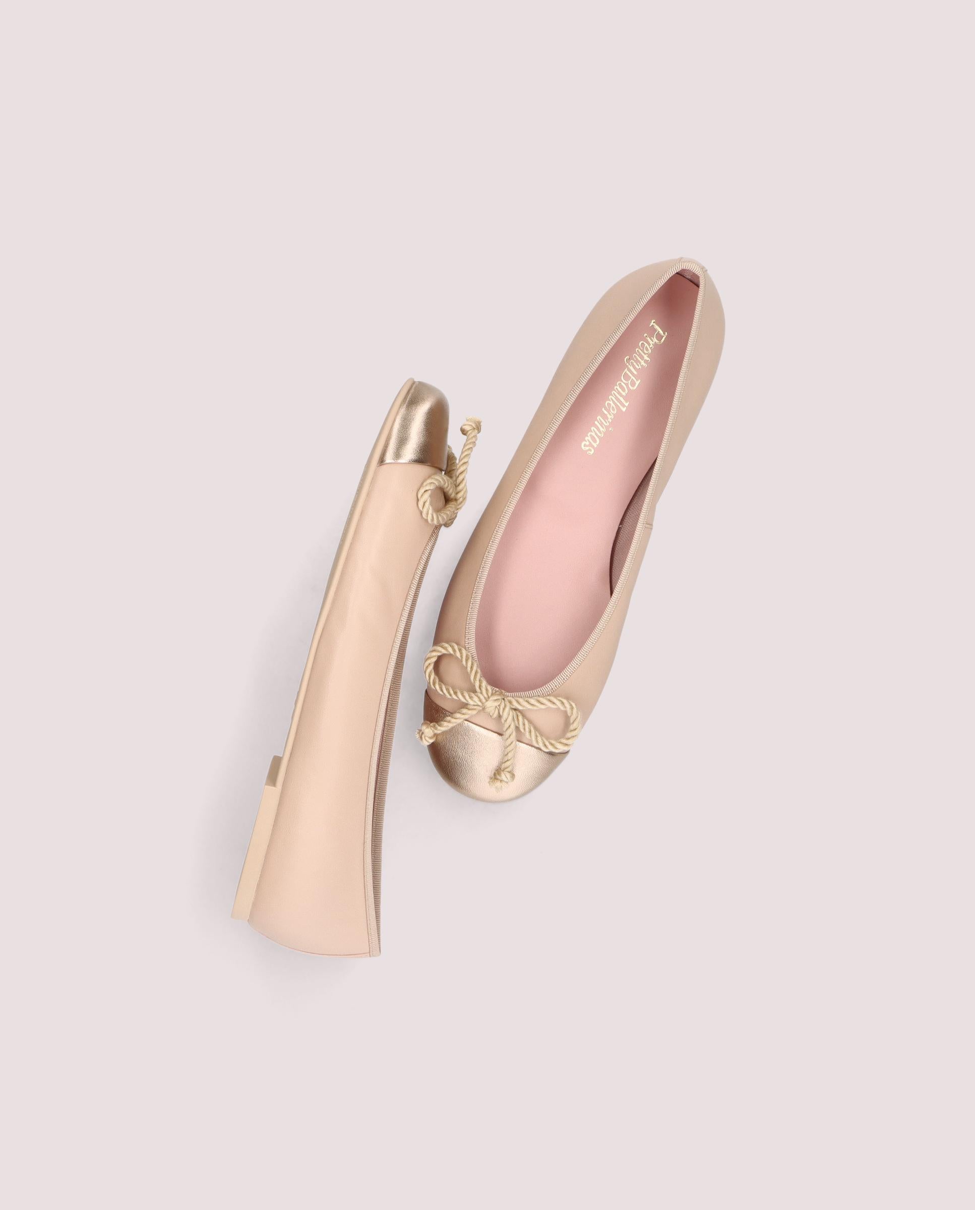 Rosario Gold Ballerinas Metallic Leather