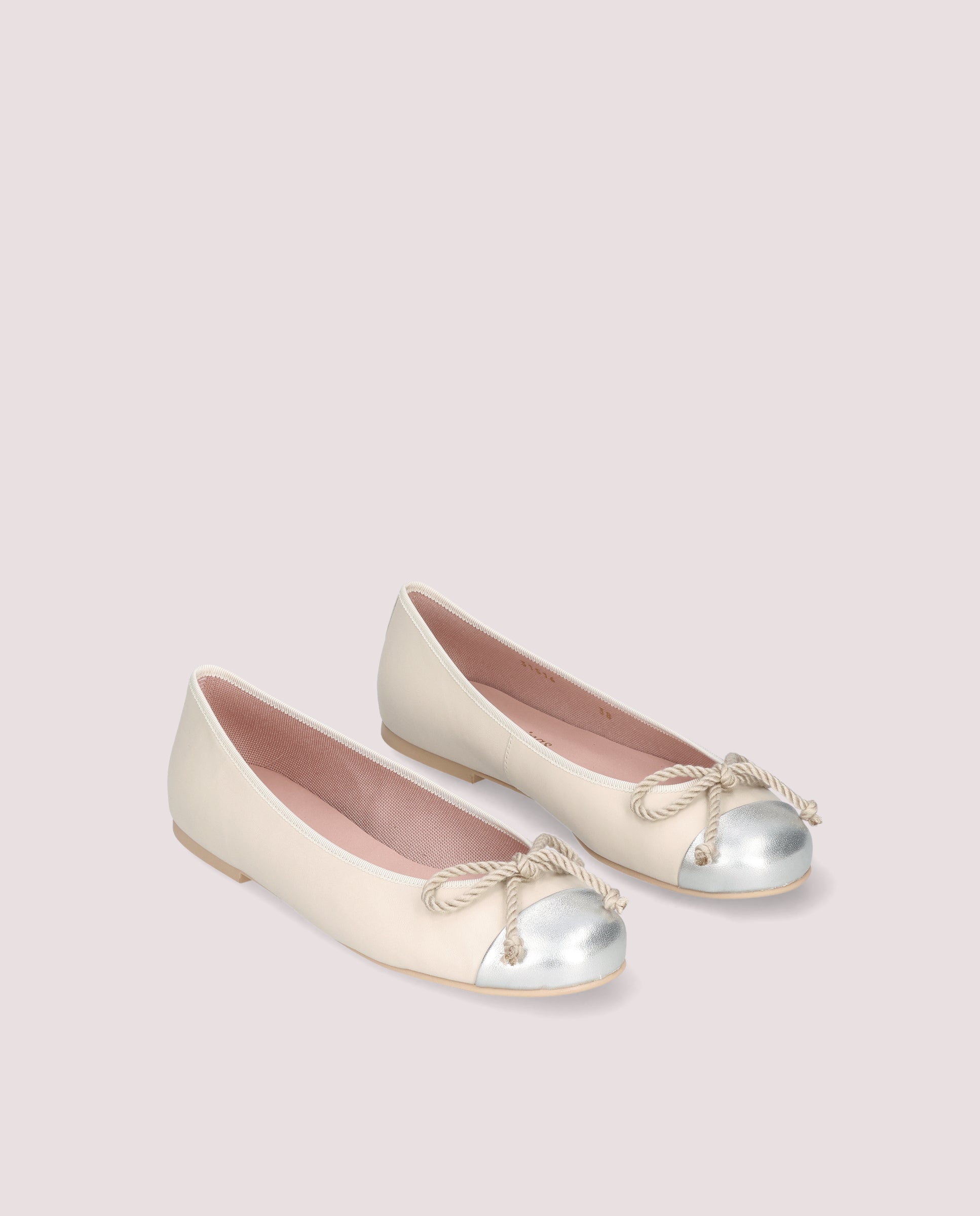 Silver Rosario Ballerinas Metallic Leather