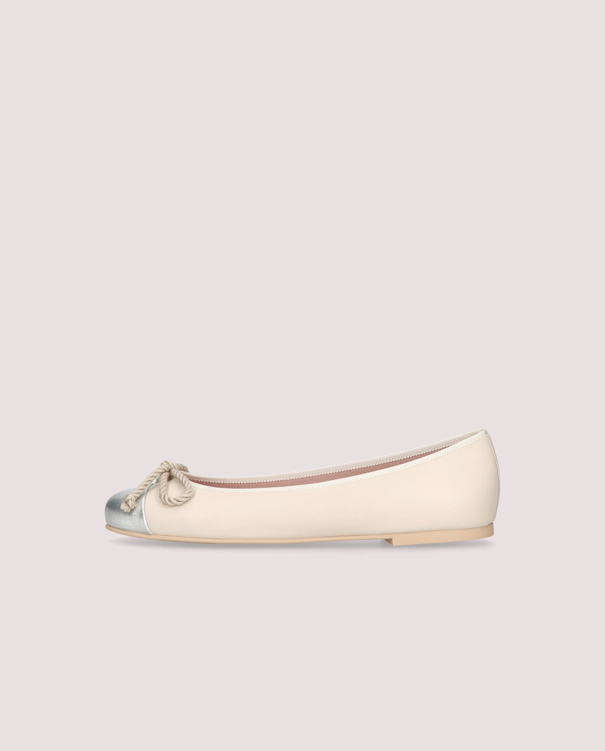 Silver Rosario Ballerinas Metallic Leather