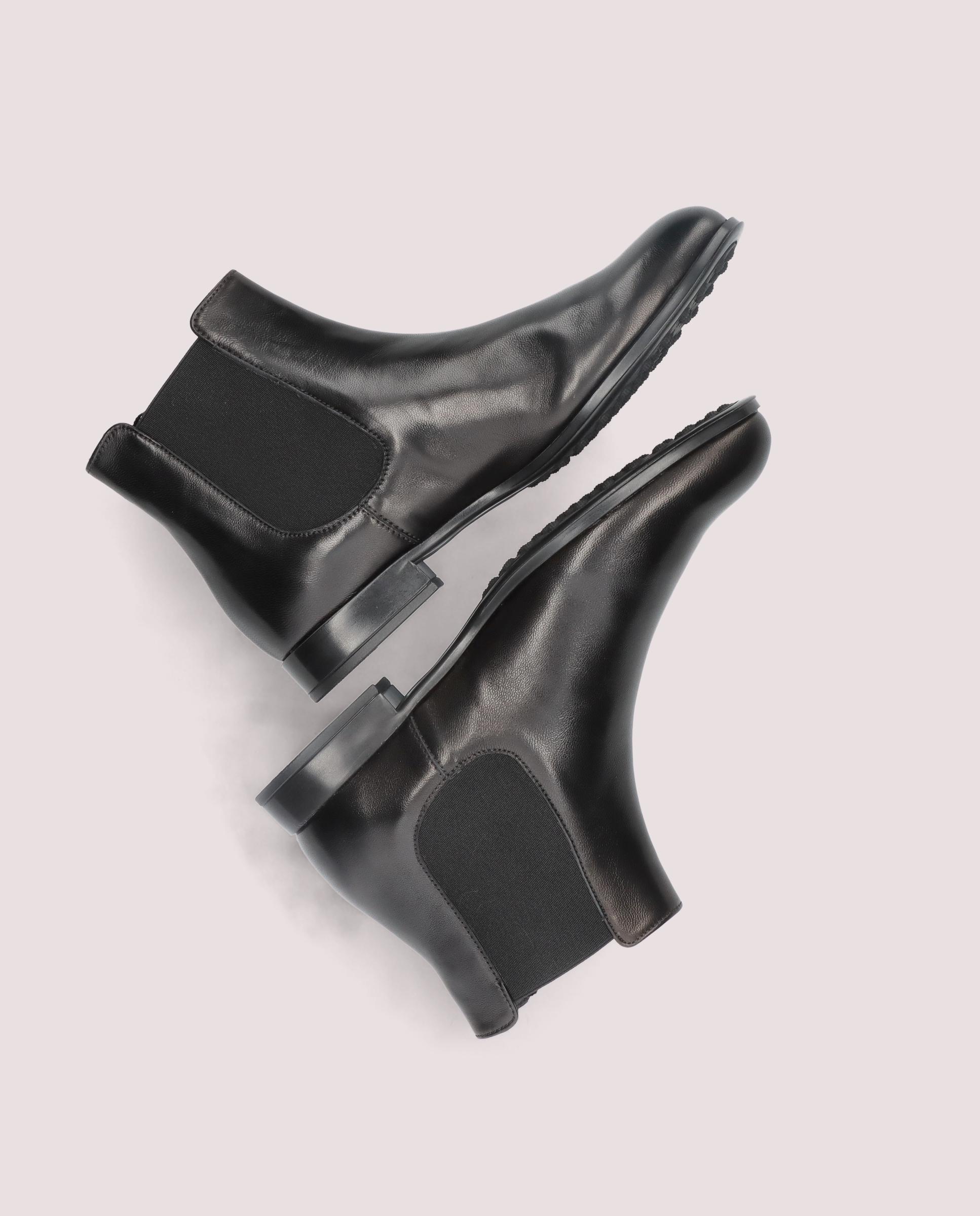 Pat Black Leather Ankle Boots