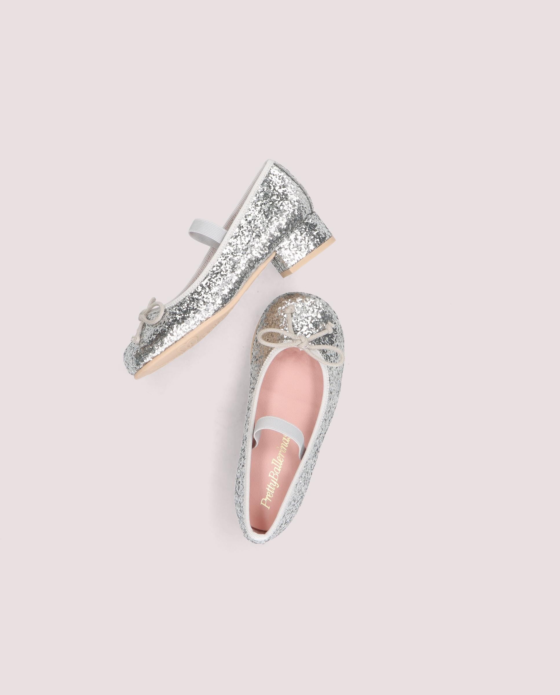 Emma Silver Fabric Ballerinas