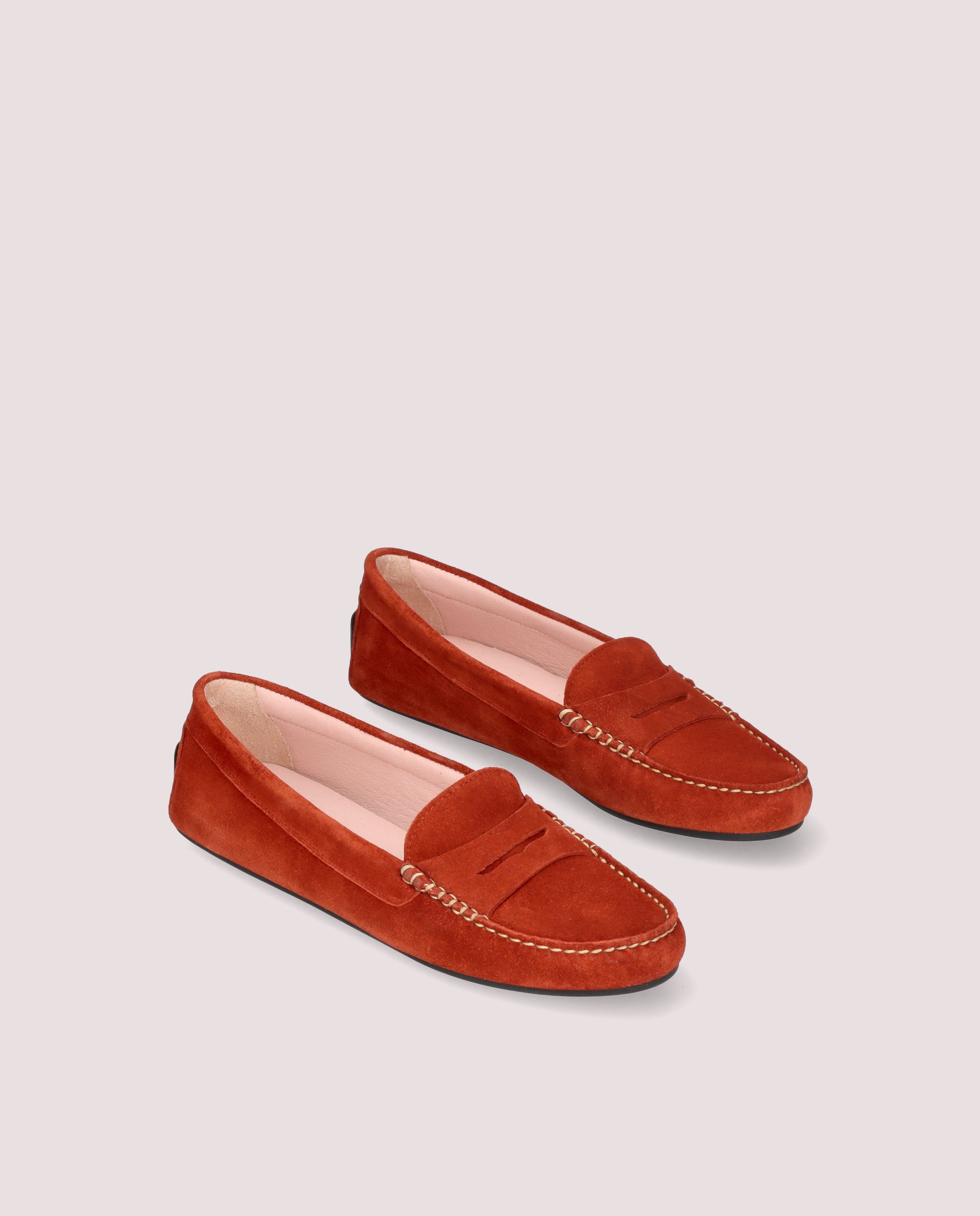 Josephine Orange Suede Loafers