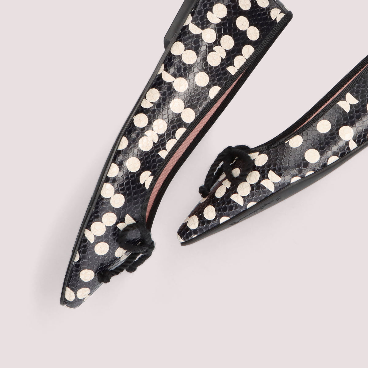 Tyra Black Printed Leather Ballet Flats