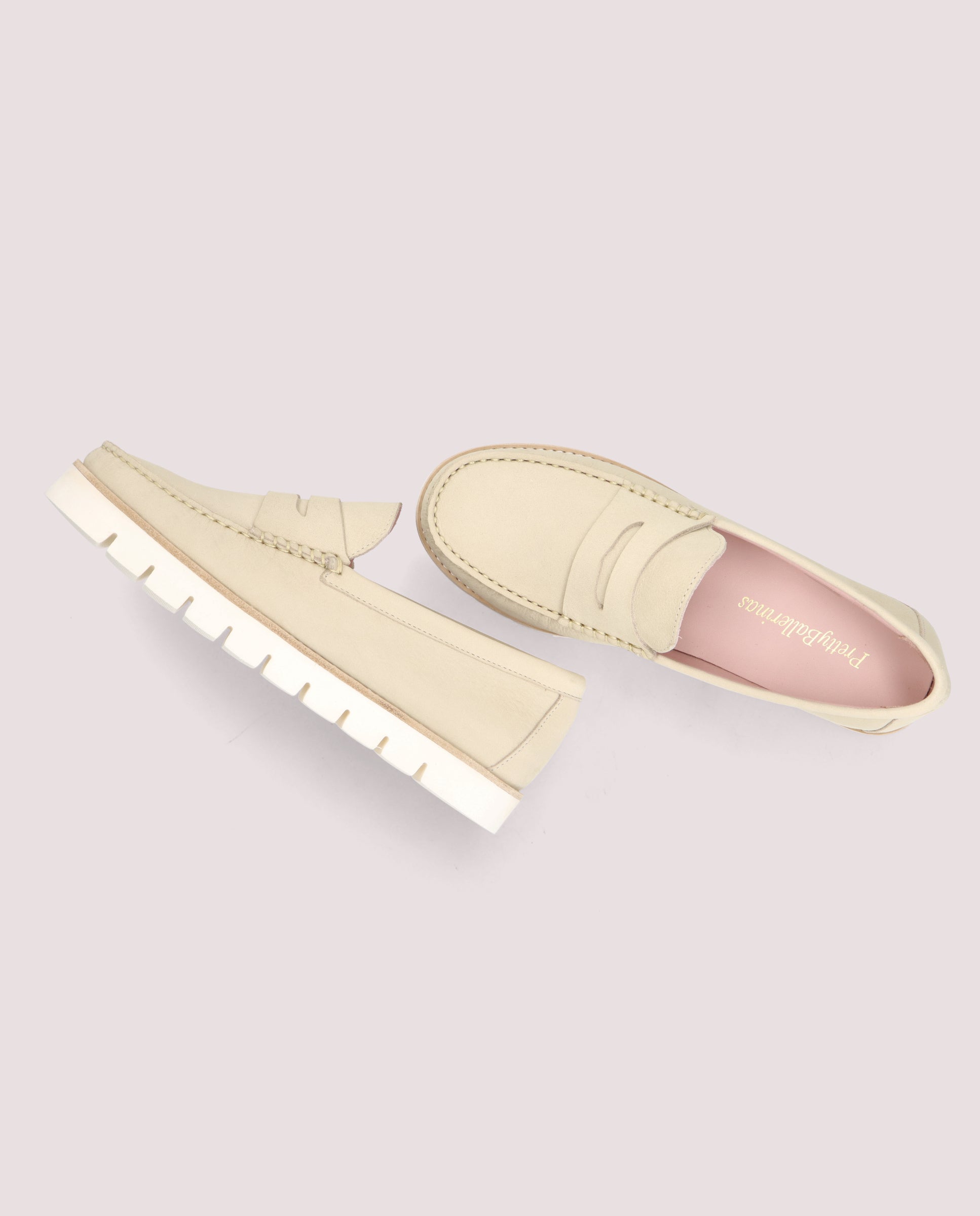 Josephine Beige Leather Moccasins