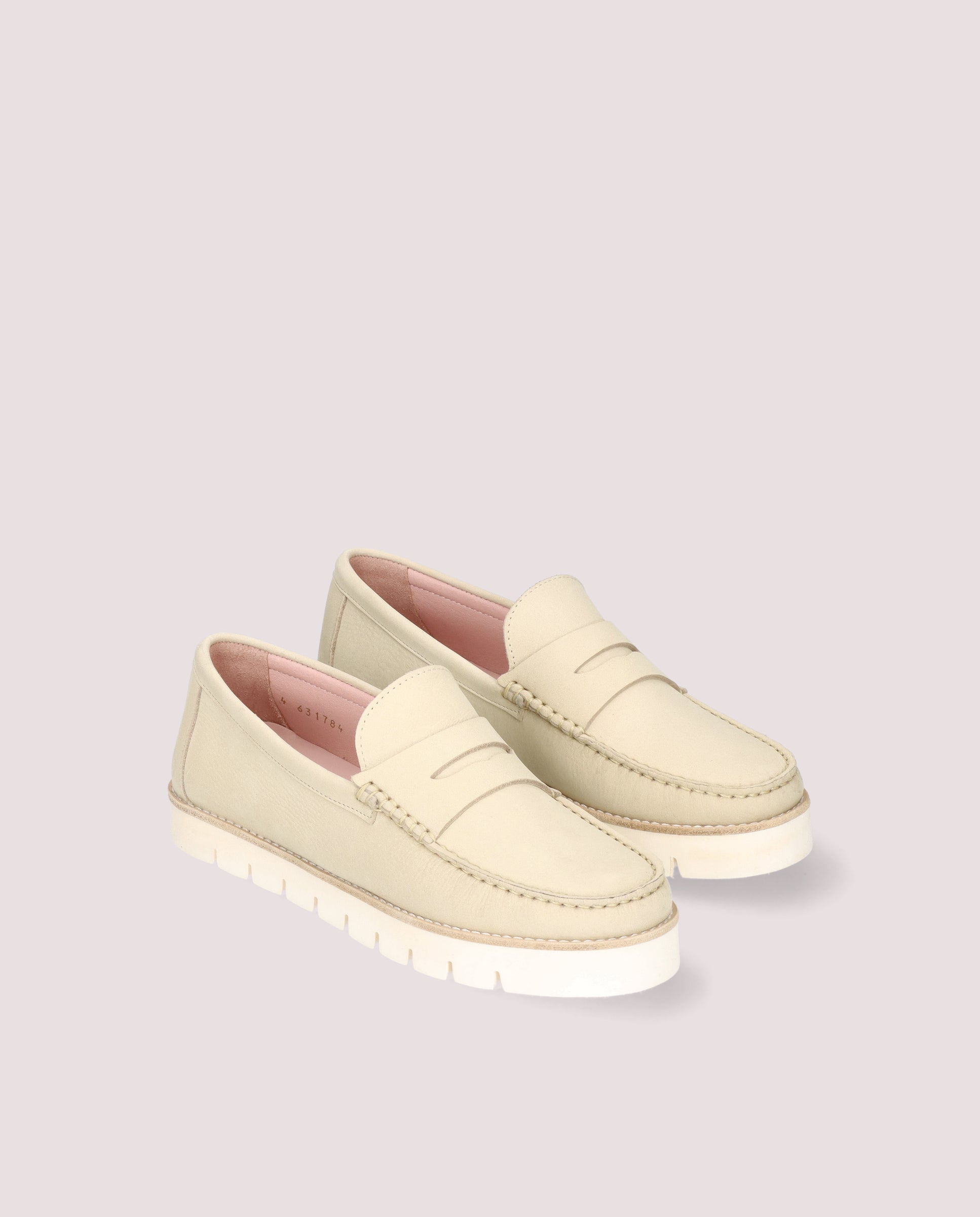 Josephine Beige Leather Moccasins